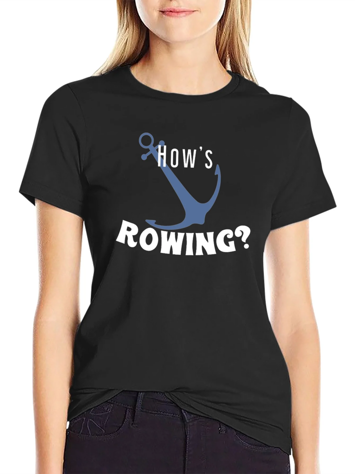Hows Rowing? Black Graphic T-Shirt product image 2