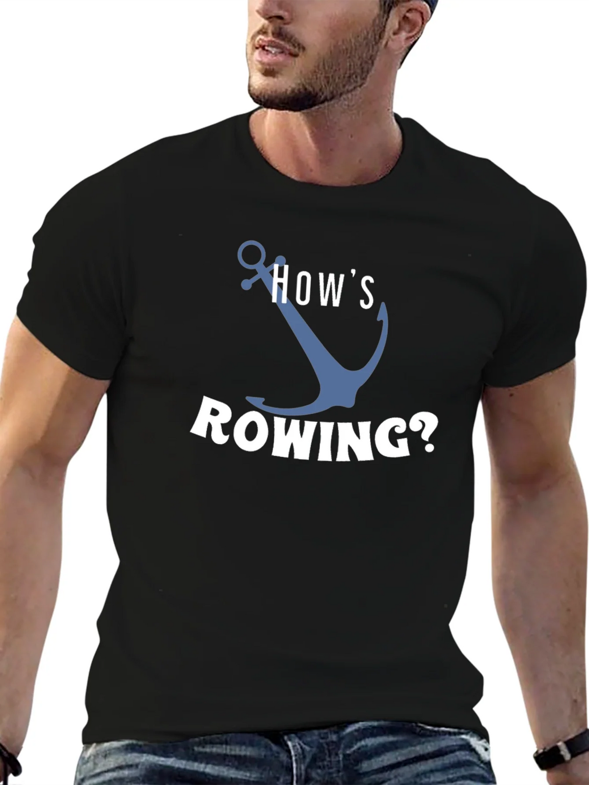 Hows Rowing? Black Graphic T-Shirt product image 6
