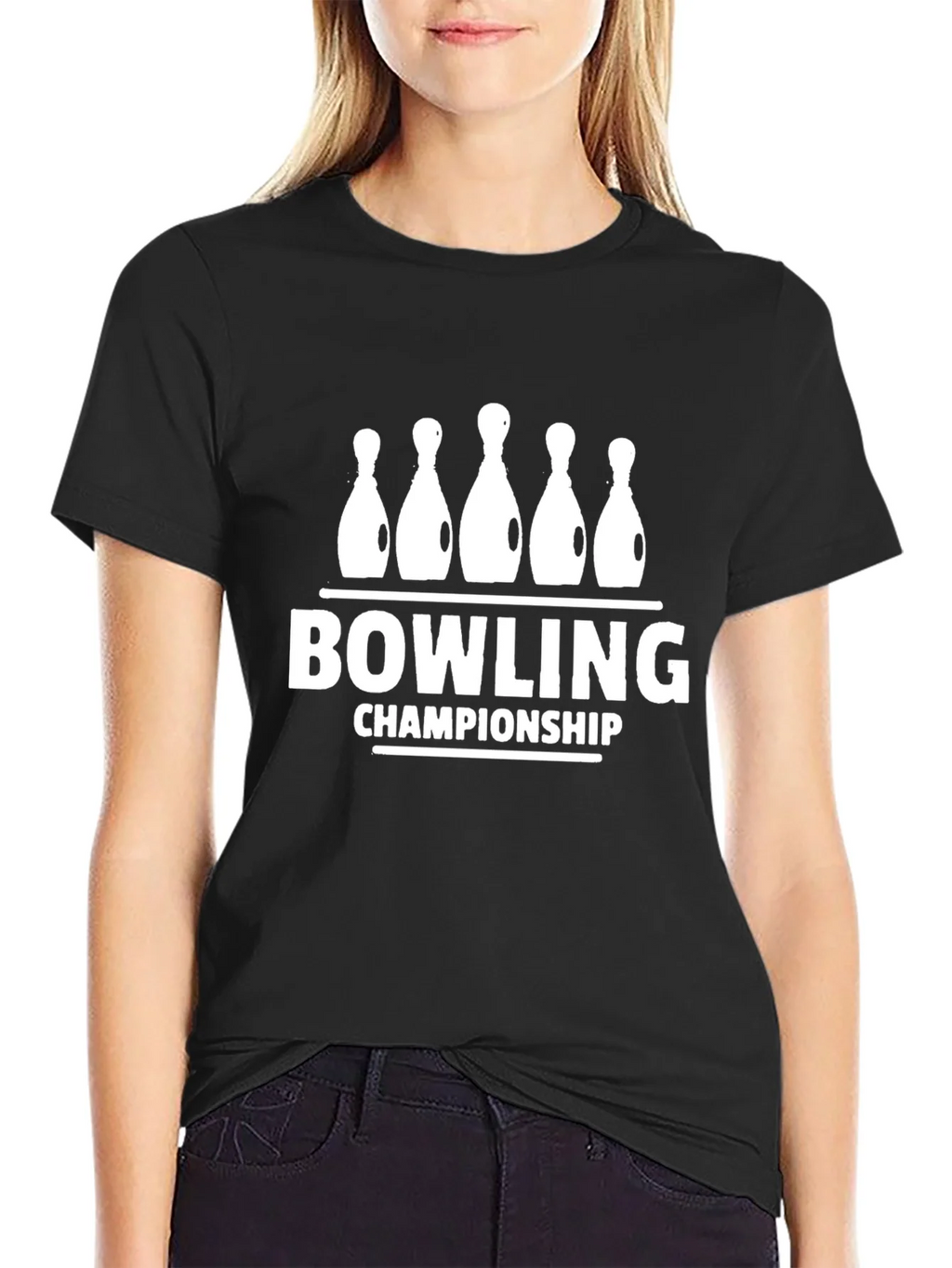 Bowling Championship Black Graphic Tee Shirt product image 2