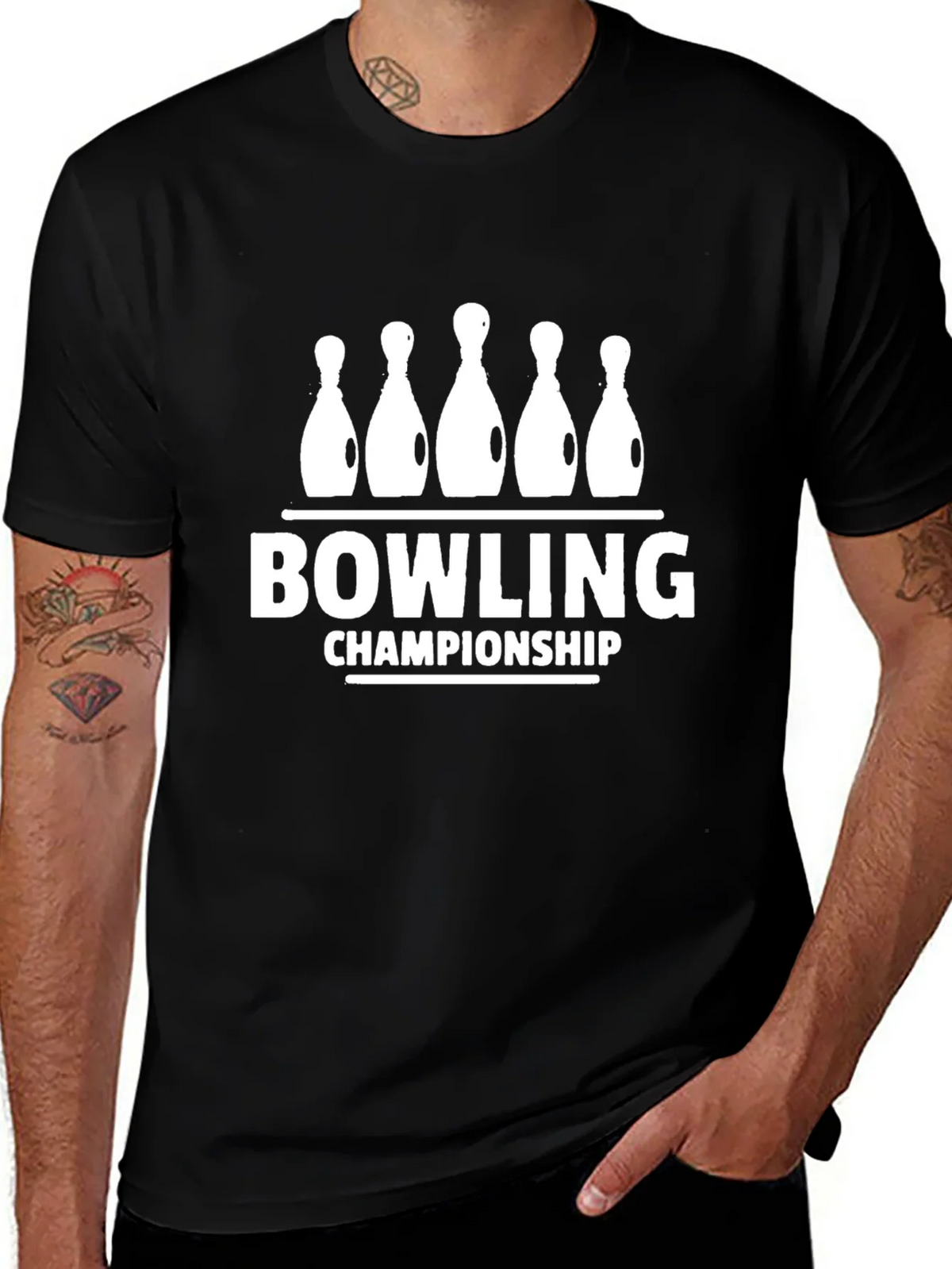 Bowling Championship Black Graphic Tee Shirt product image 1