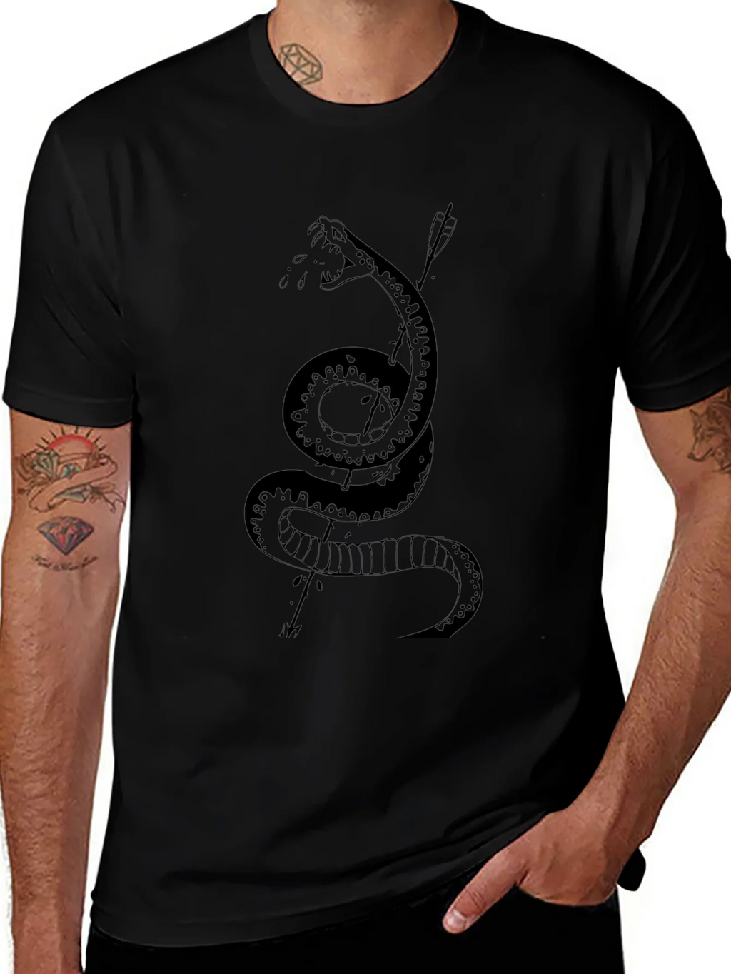 Mens Black Snake & Arrow Graphic Tee product image 1
