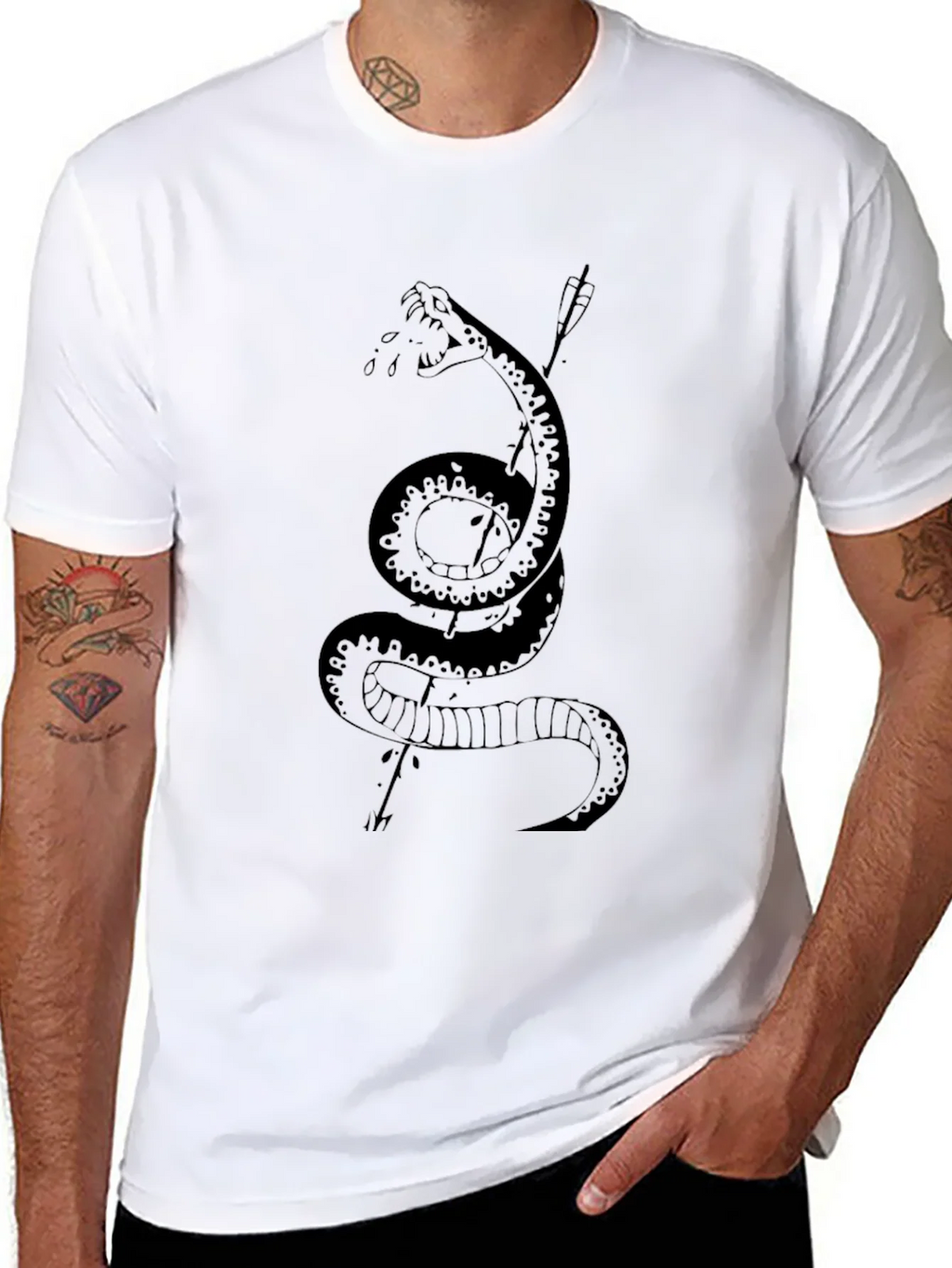 Mens Black Snake & Arrow Graphic Tee product image 6