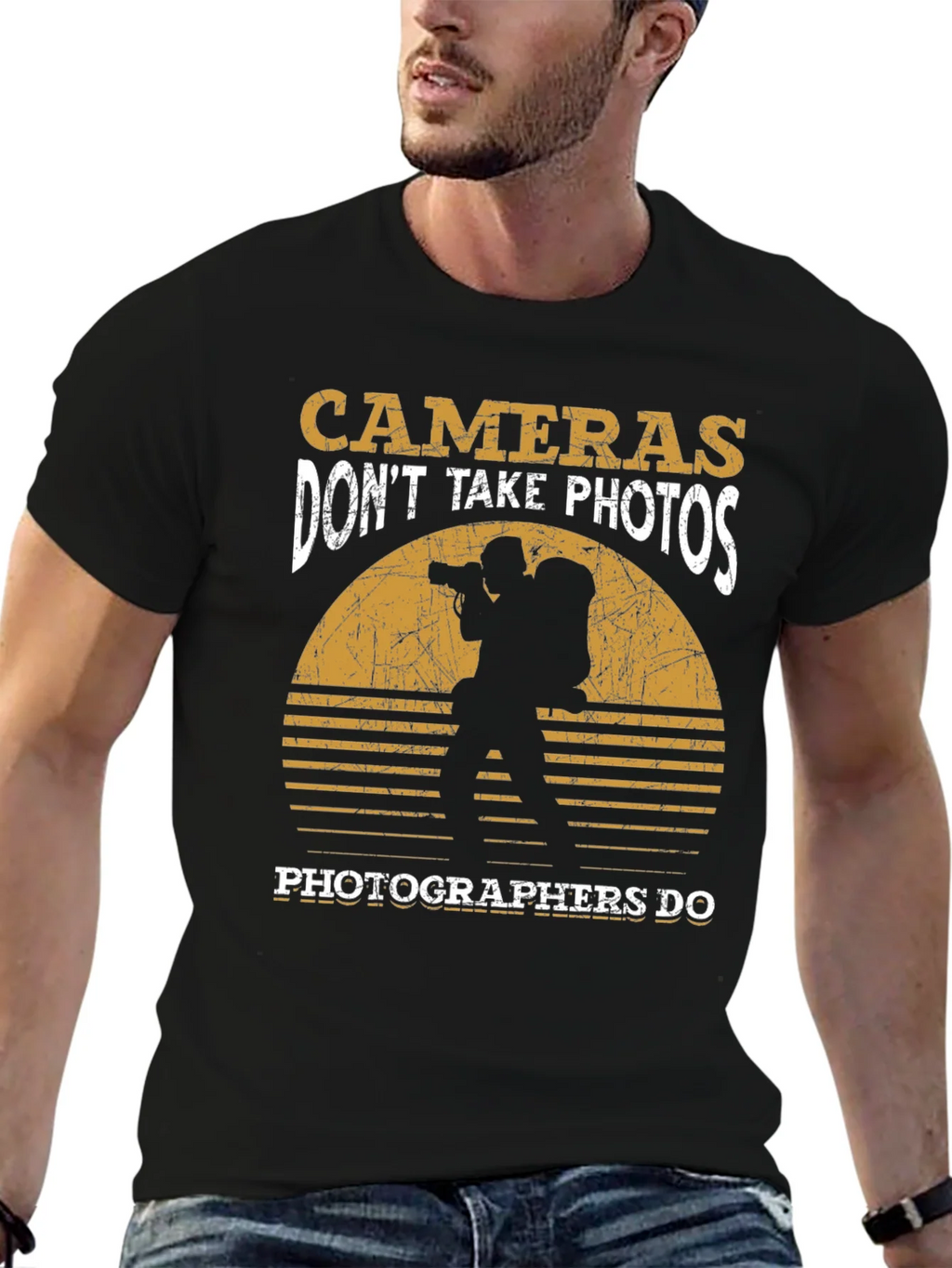 Photographer T-Shirt: Cameras Dont Take Photos Graphic Tee product image 3