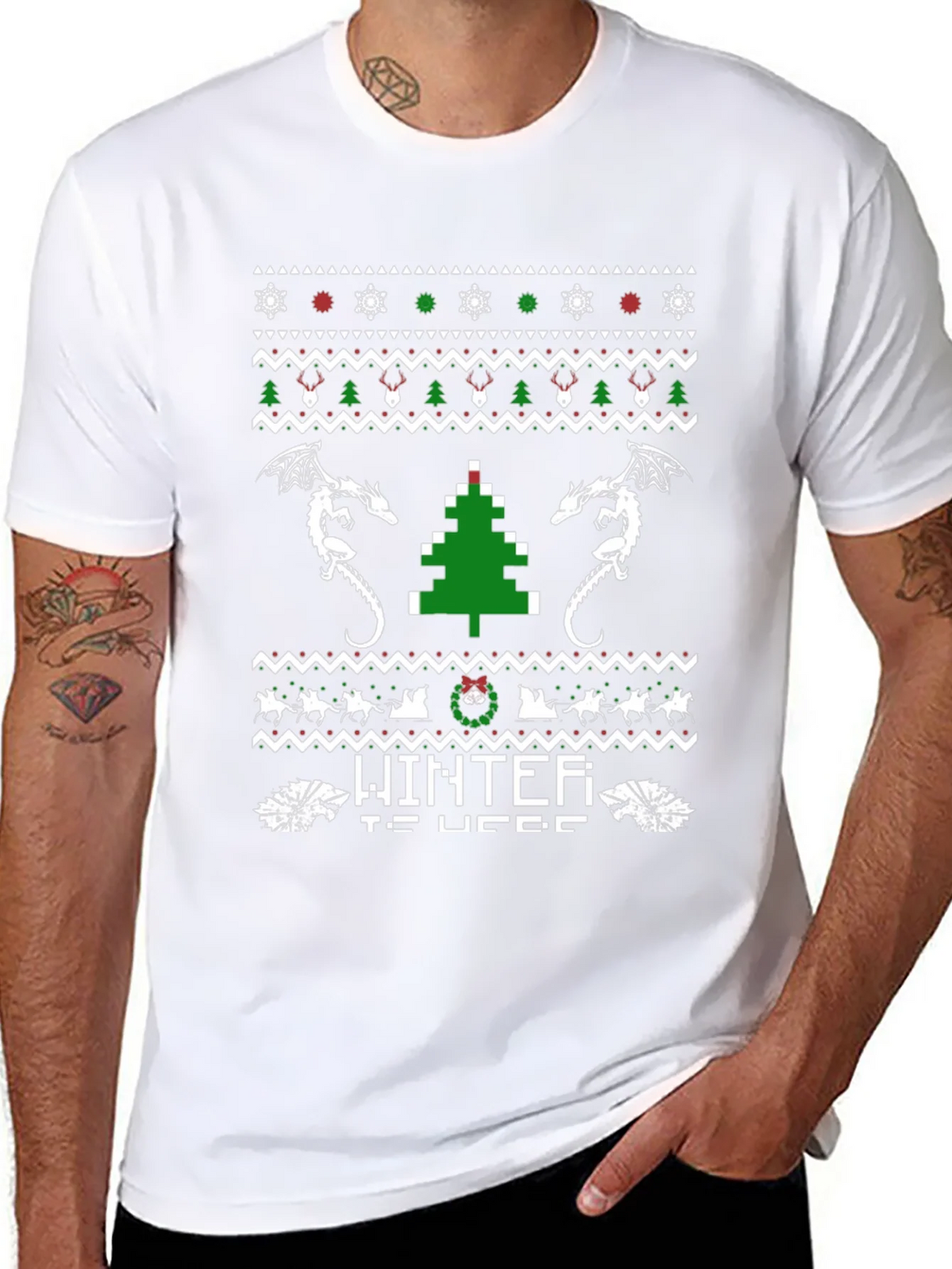 Winter Is Here Christmas Dragon T-Shirt product image 7