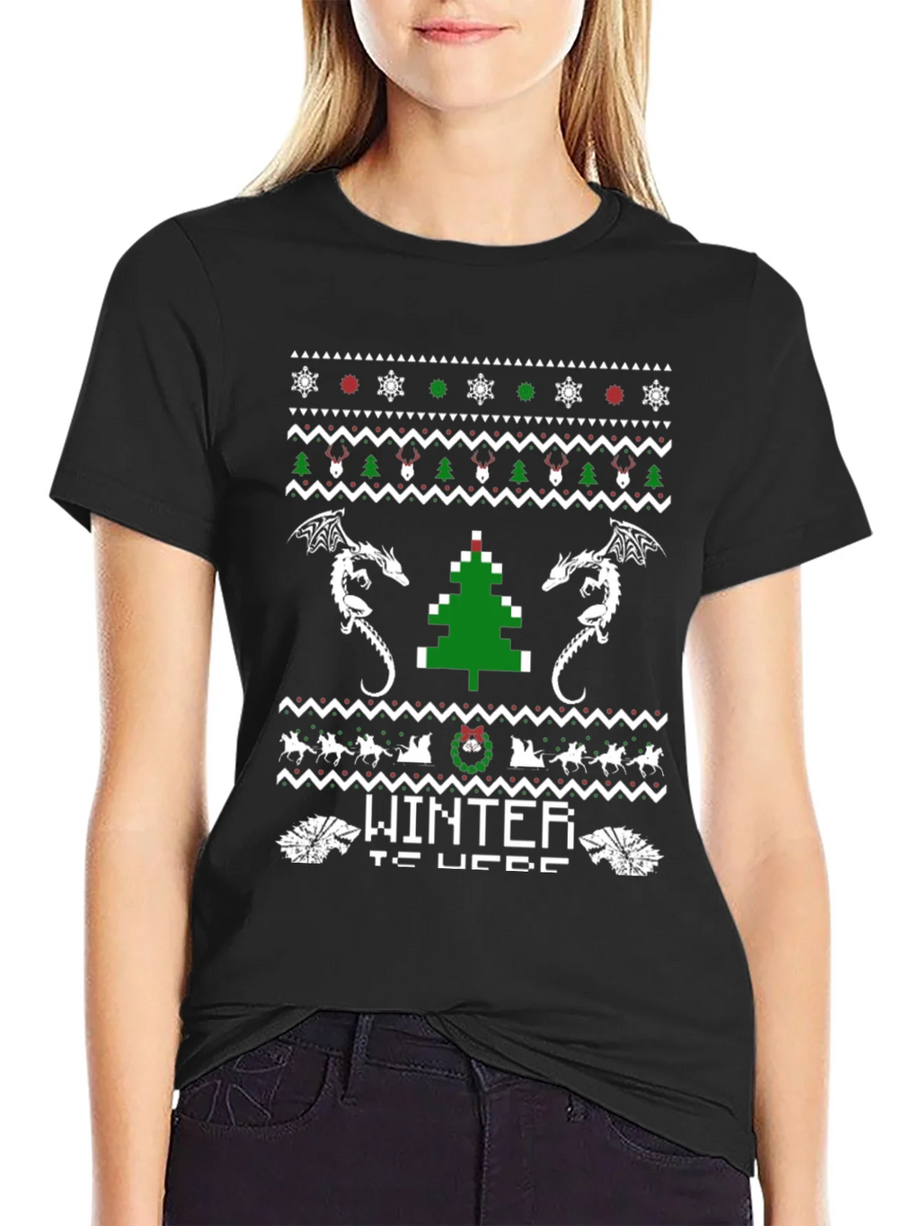Winter Is Here Christmas Dragon T-Shirt product image 2