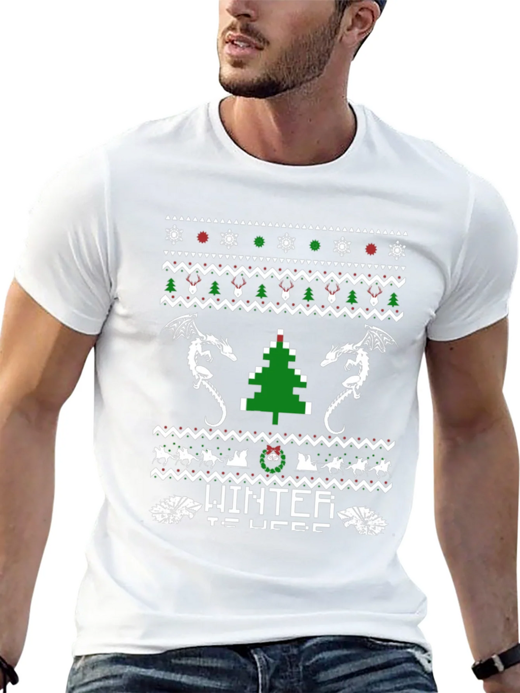 Winter Is Here Christmas Dragon T-Shirt product image 12