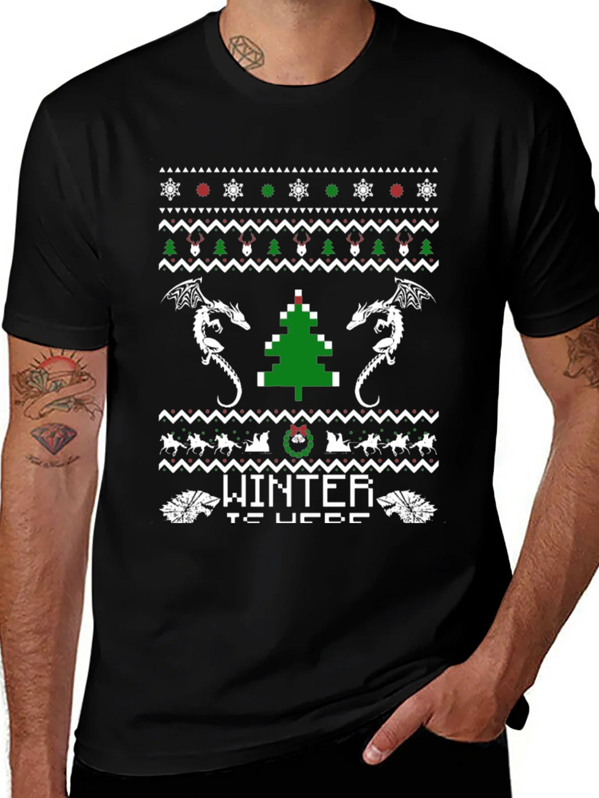 Winter Is Here Christmas Dragon T-Shirt product image 1