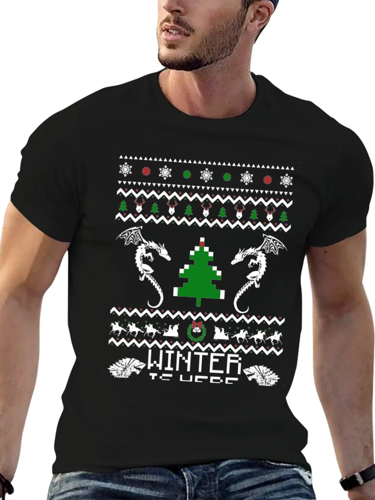 Winter Is Here Christmas Dragon T-Shirt product image 6