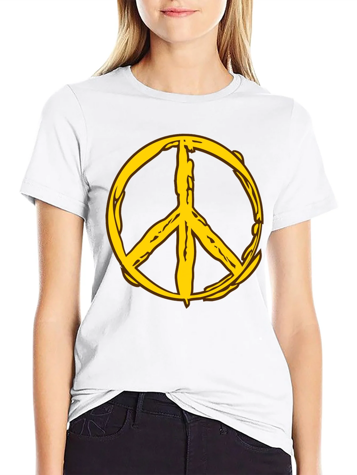 Peace Symbol Graphic Tee - Black Cotton Comfort product image 8