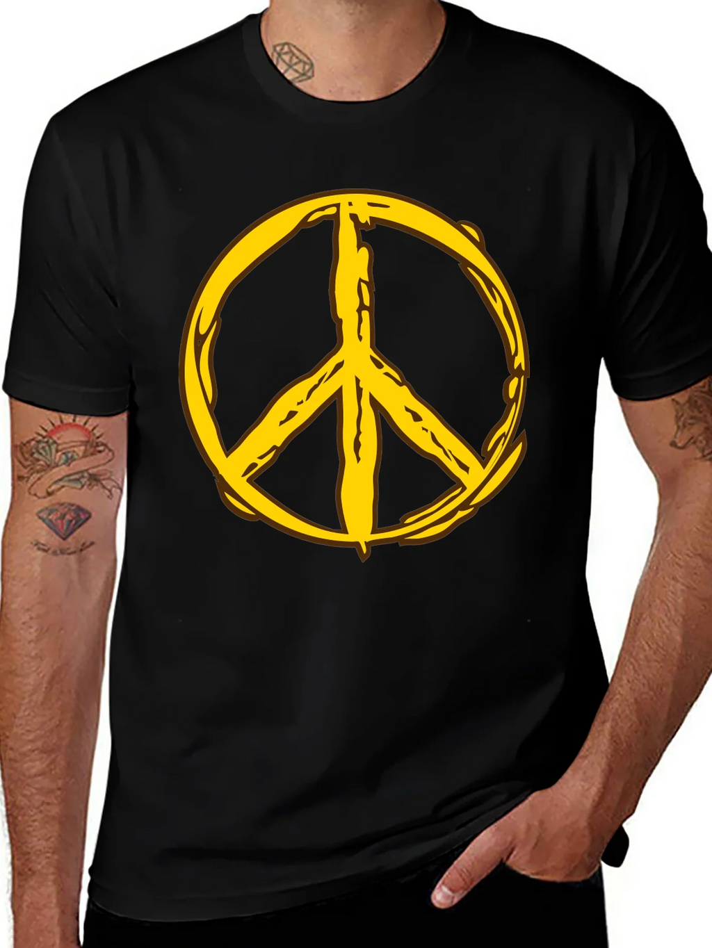 Peace Symbol Graphic Tee - Black Cotton Comfort product image 1