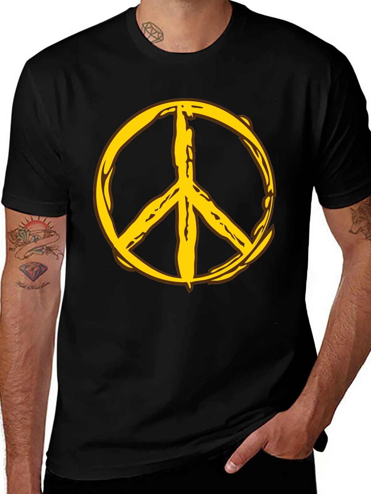 Peace Symbol Graphic Tee - Black Cotton Comfort product image 1