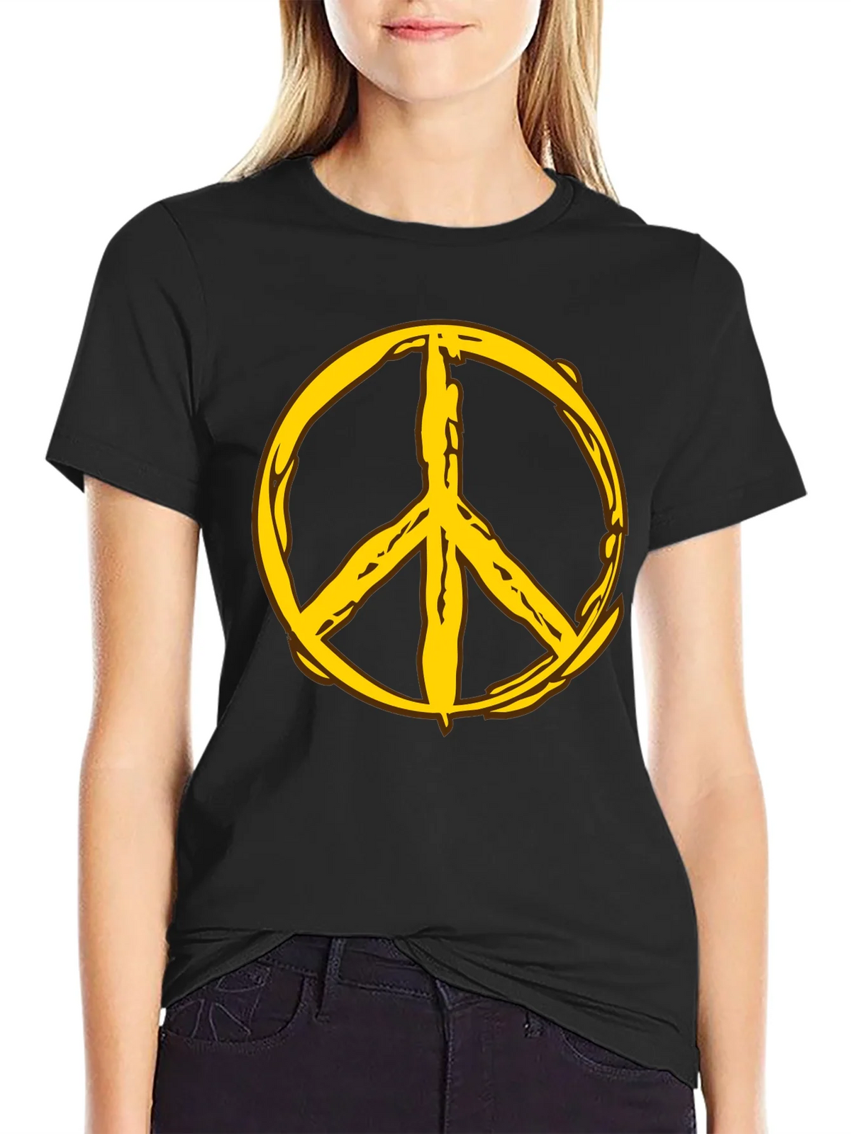 Peace Symbol Graphic Tee - Black Cotton Comfort product image 2