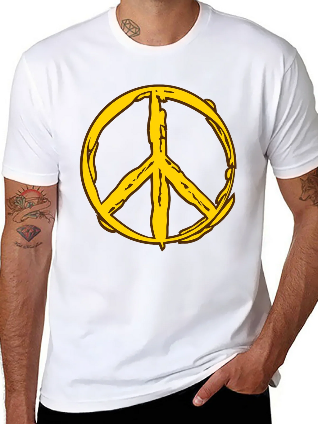 Peace Symbol Graphic Tee - Black Cotton Comfort product image 7