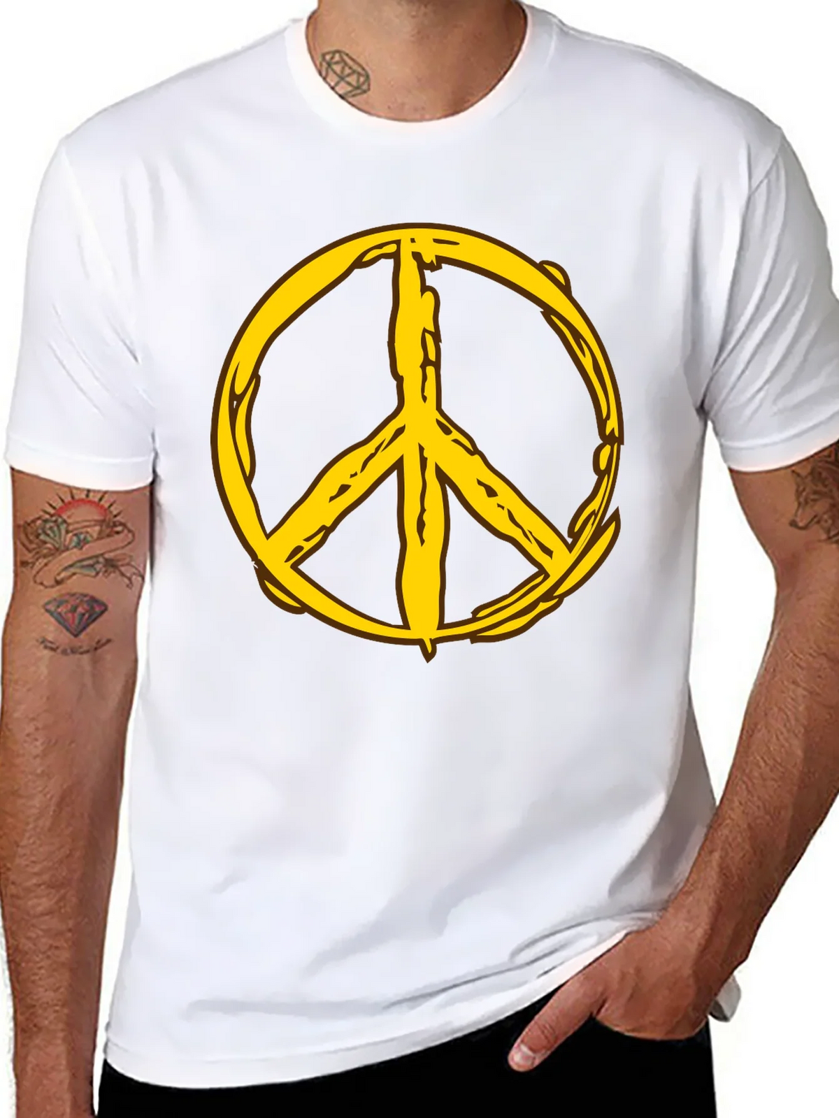 Peace Symbol Graphic Tee - Black Cotton Comfort product image 7