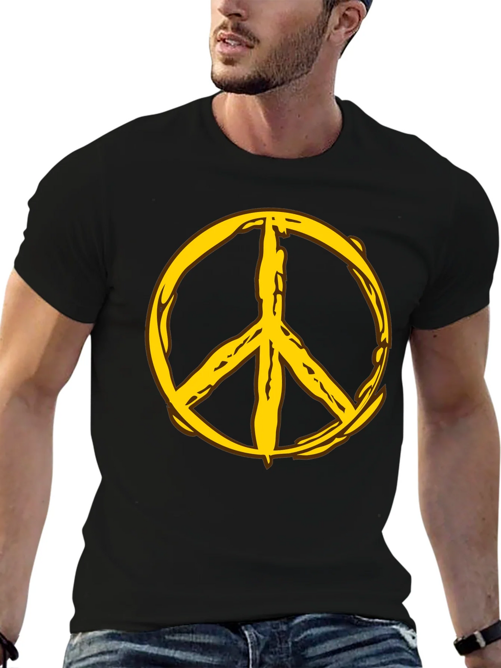 Peace Symbol Graphic Tee - Black Cotton Comfort product image 6