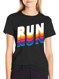 Retro RUN Graphic Tee - Cool Rainbow Text Design product image 1