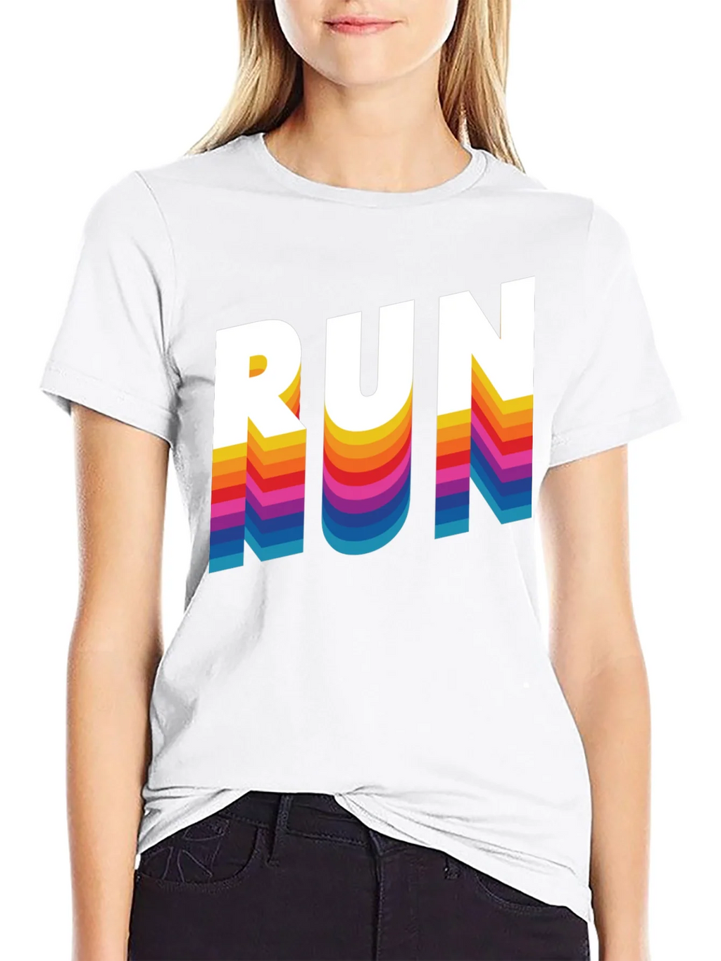 Retro RUN Graphic Tee - Cool Rainbow Text Design product image 5