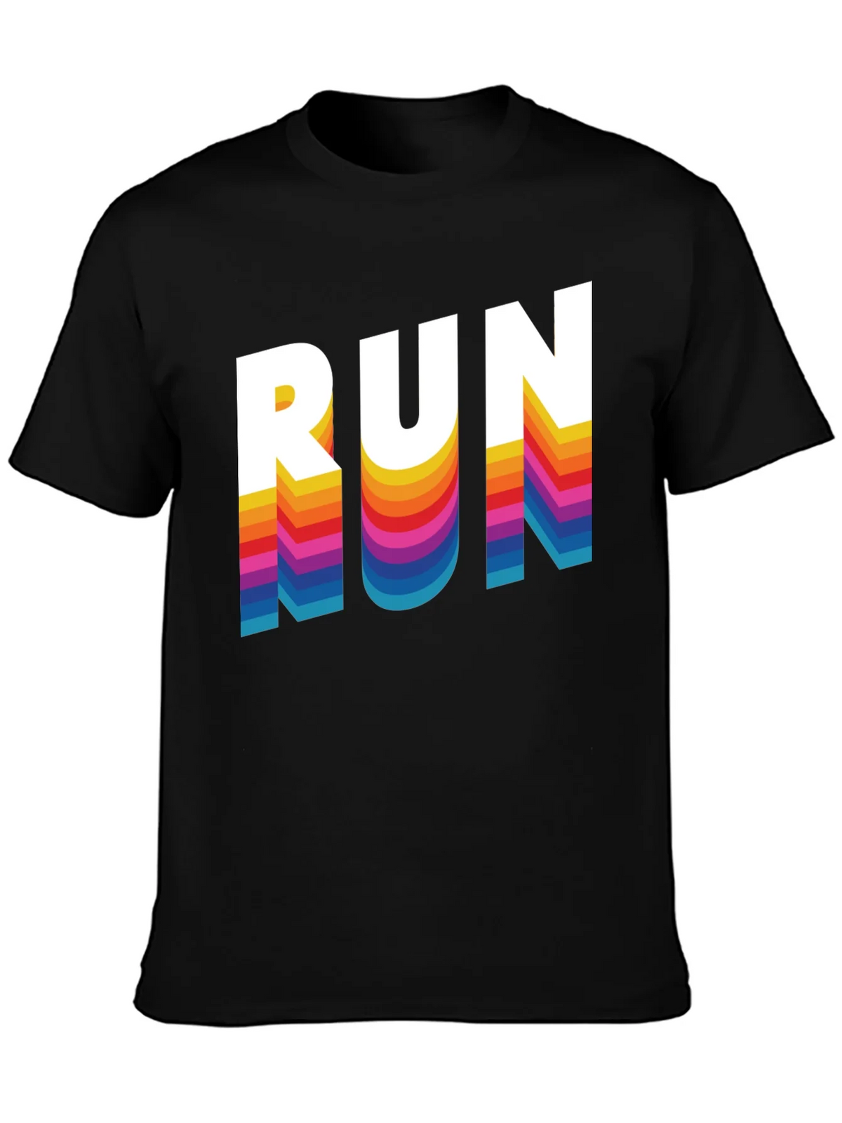 Retro RUN Graphic Tee - Cool Rainbow Text Design product image 2