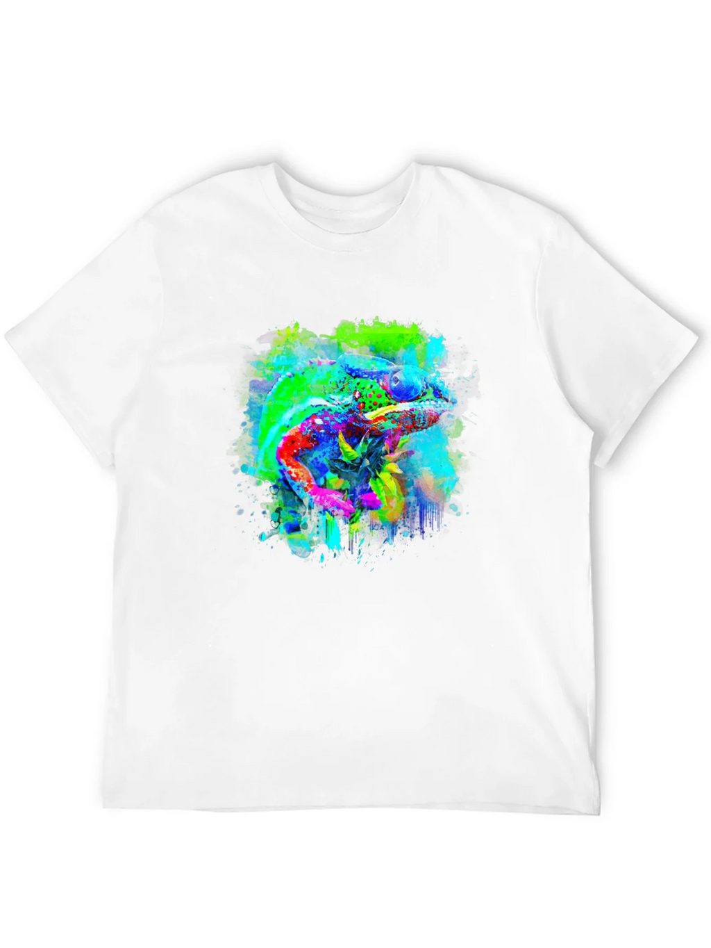 Vibrant Chameleon Art Black T-Shirt product image 3