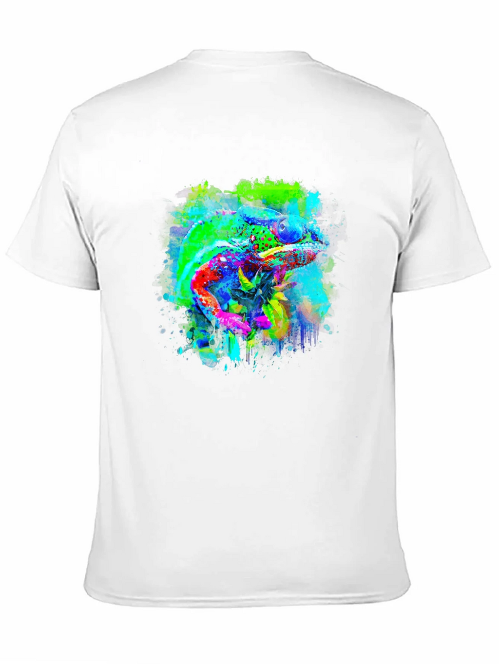 Vibrant Chameleon Art Black T-Shirt product image 2
