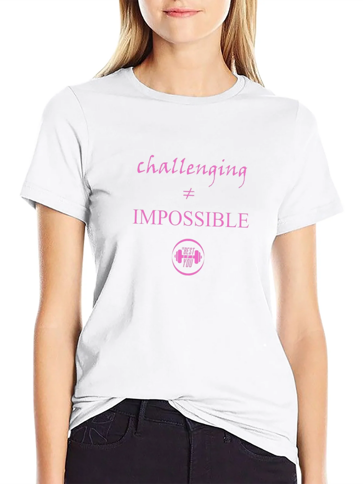 Motivational Black T-shirt - Challenging is Not Impossible product image 5