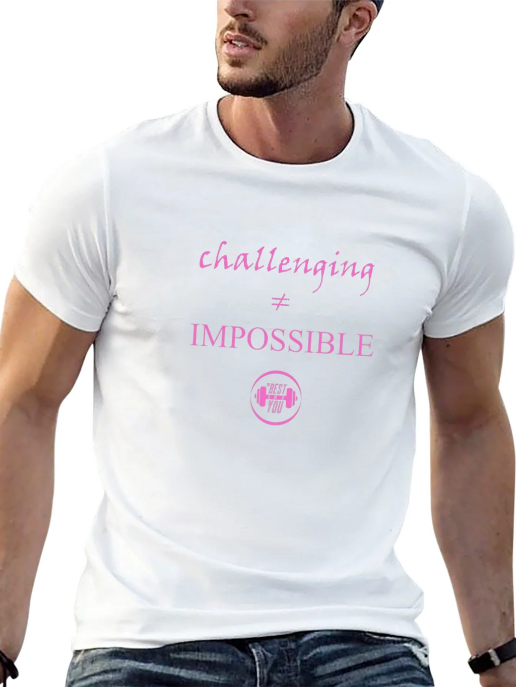Motivational Black T-shirt - Challenging is Not Impossible product image 7