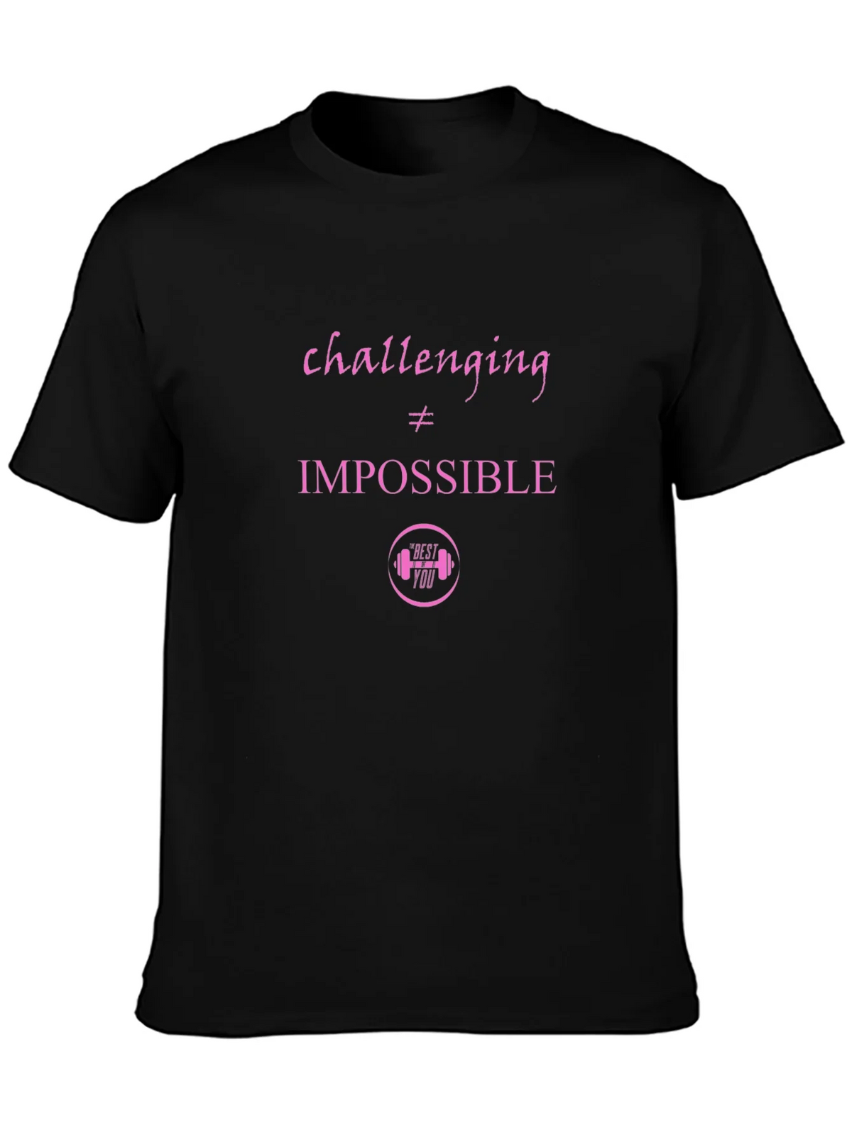 Motivational Black T-shirt - Challenging is Not Impossible product image 2