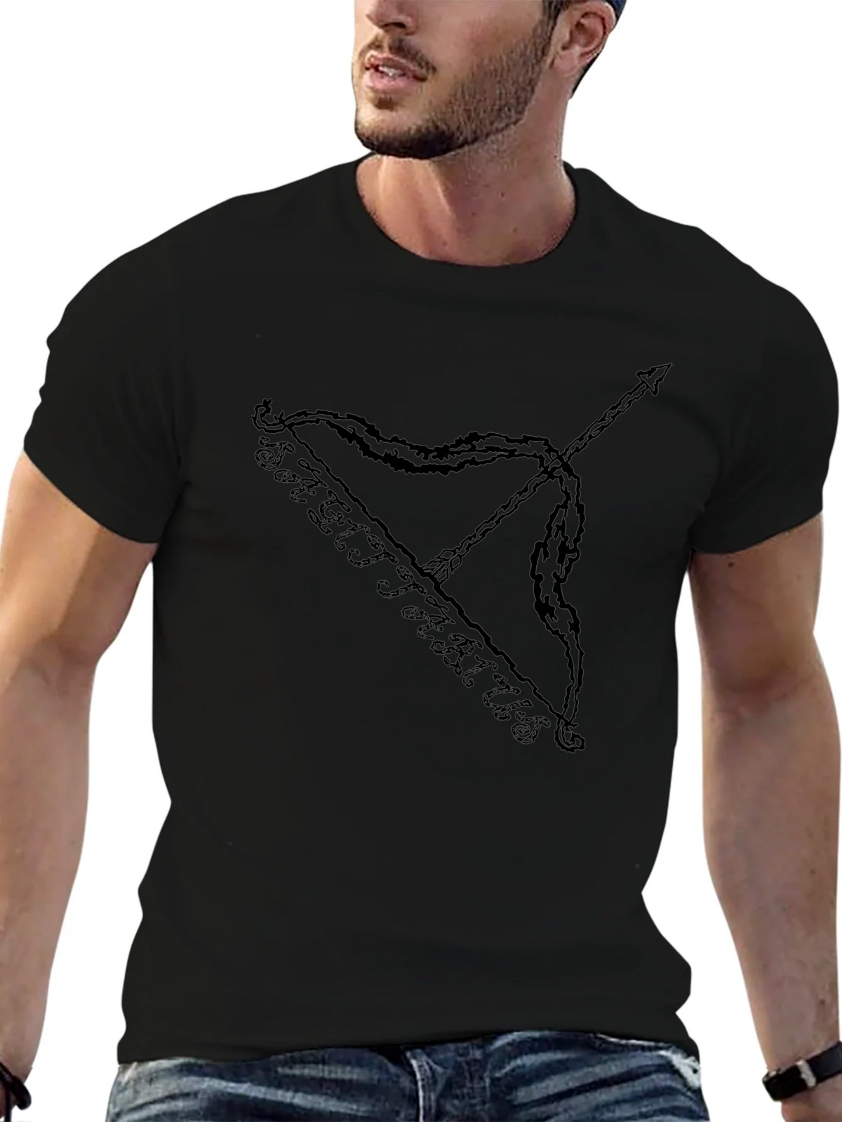 Sagittarius Bow and Arrow Black Graphic T-Shirt product image 6