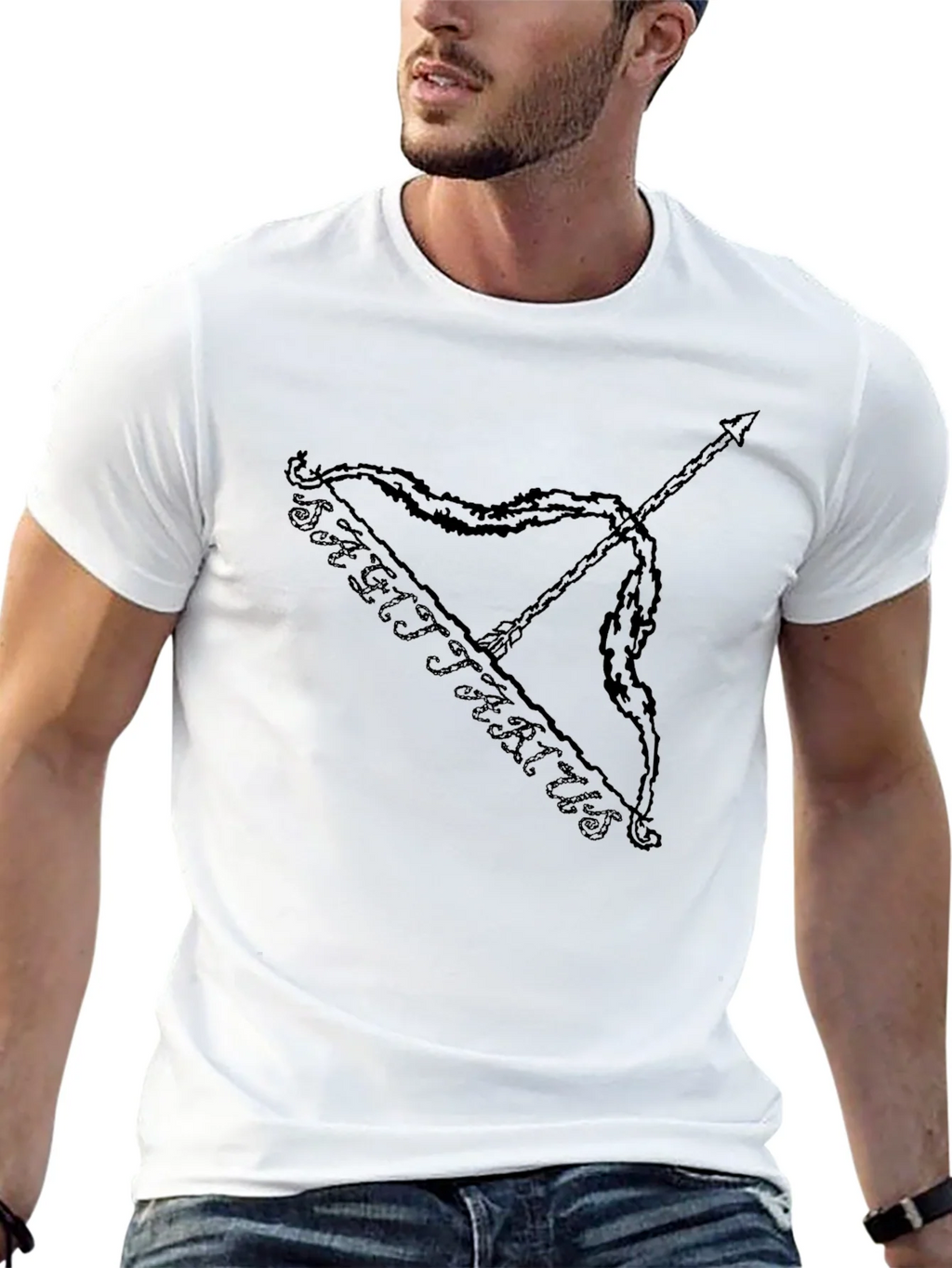 Sagittarius Bow and Arrow Black Graphic T-Shirt product image 12