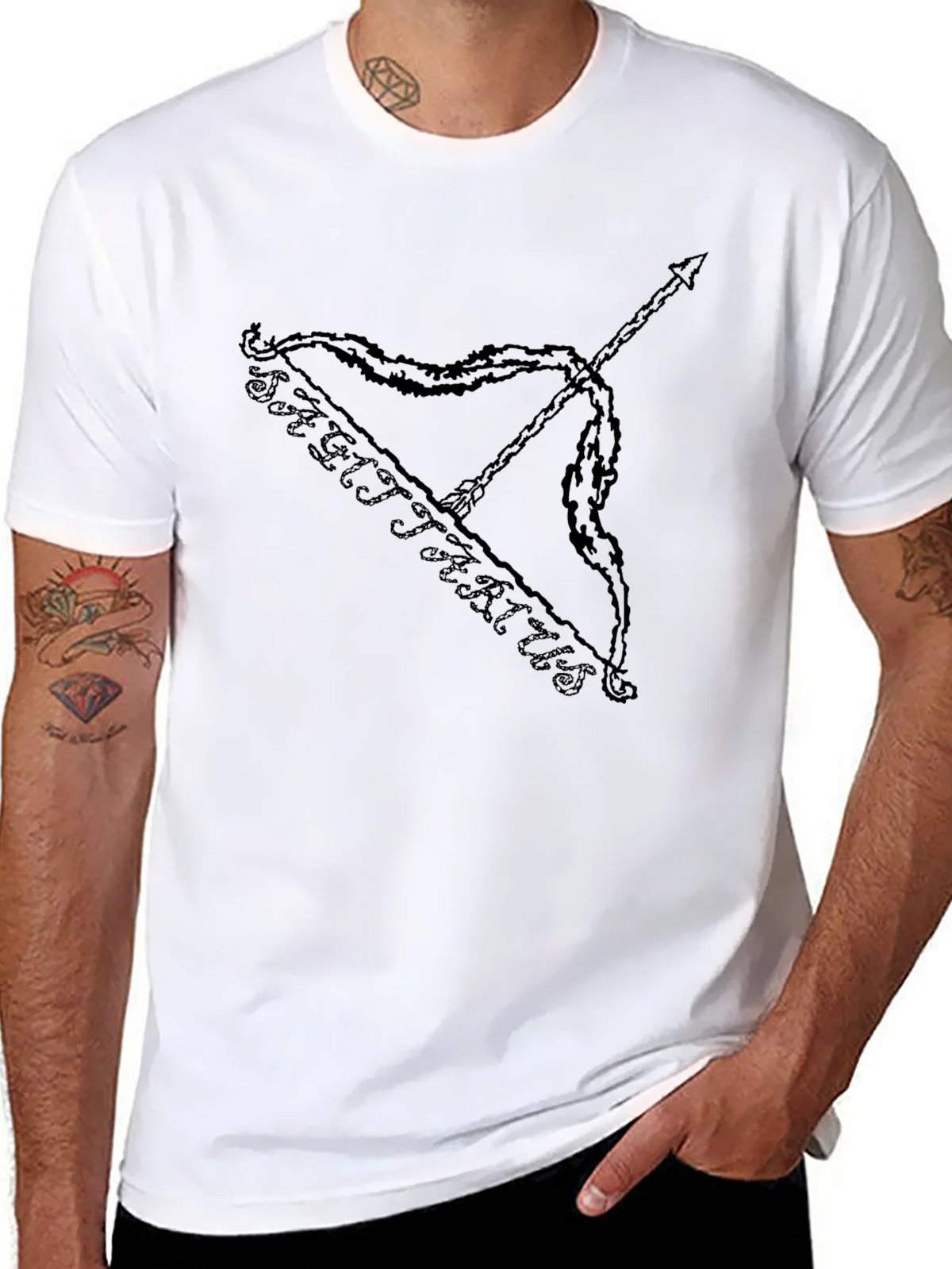 Sagittarius Bow and Arrow Black Graphic T-Shirt product image 7