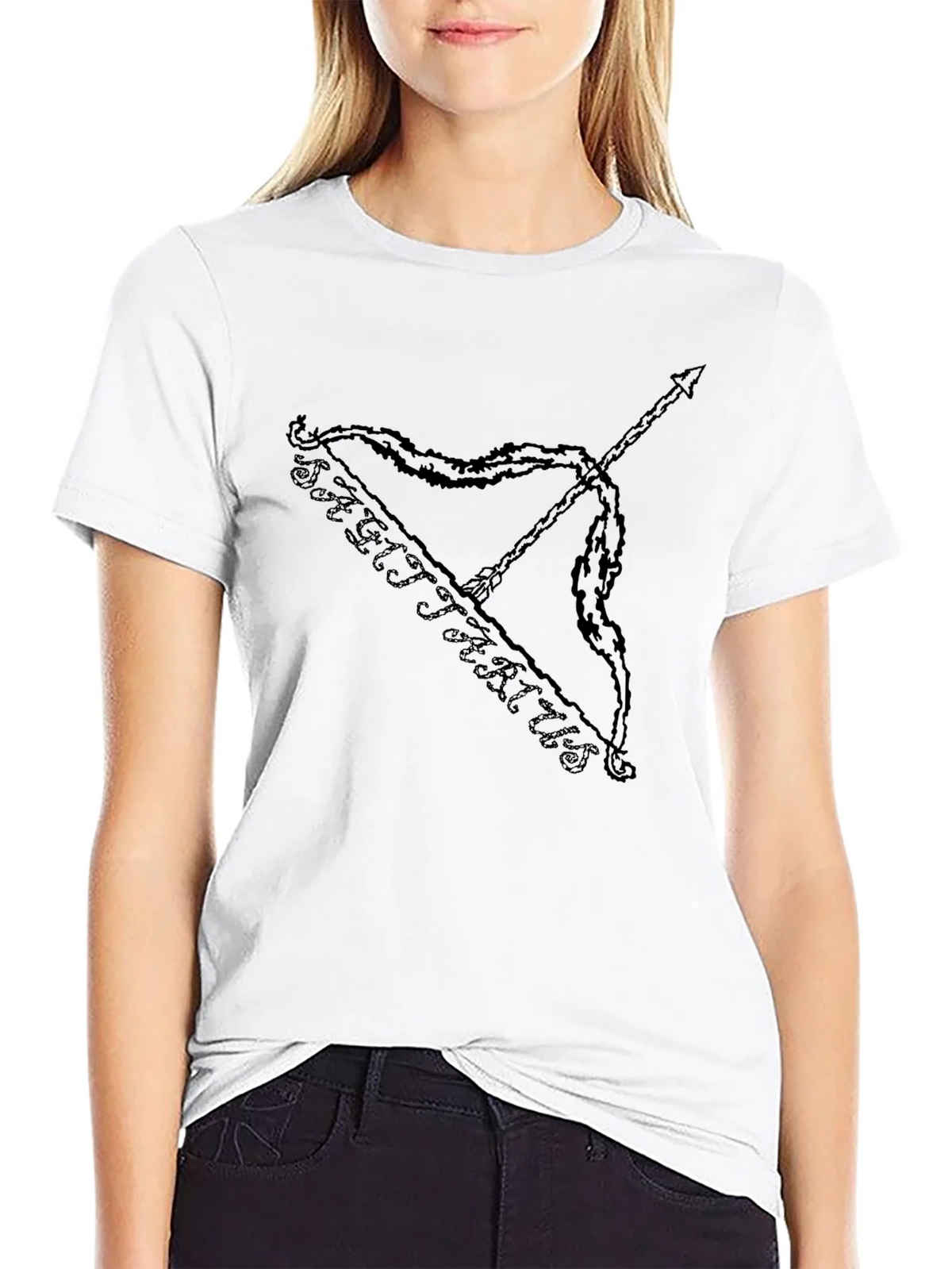 Sagittarius Bow and Arrow Black Graphic T-Shirt product image 8