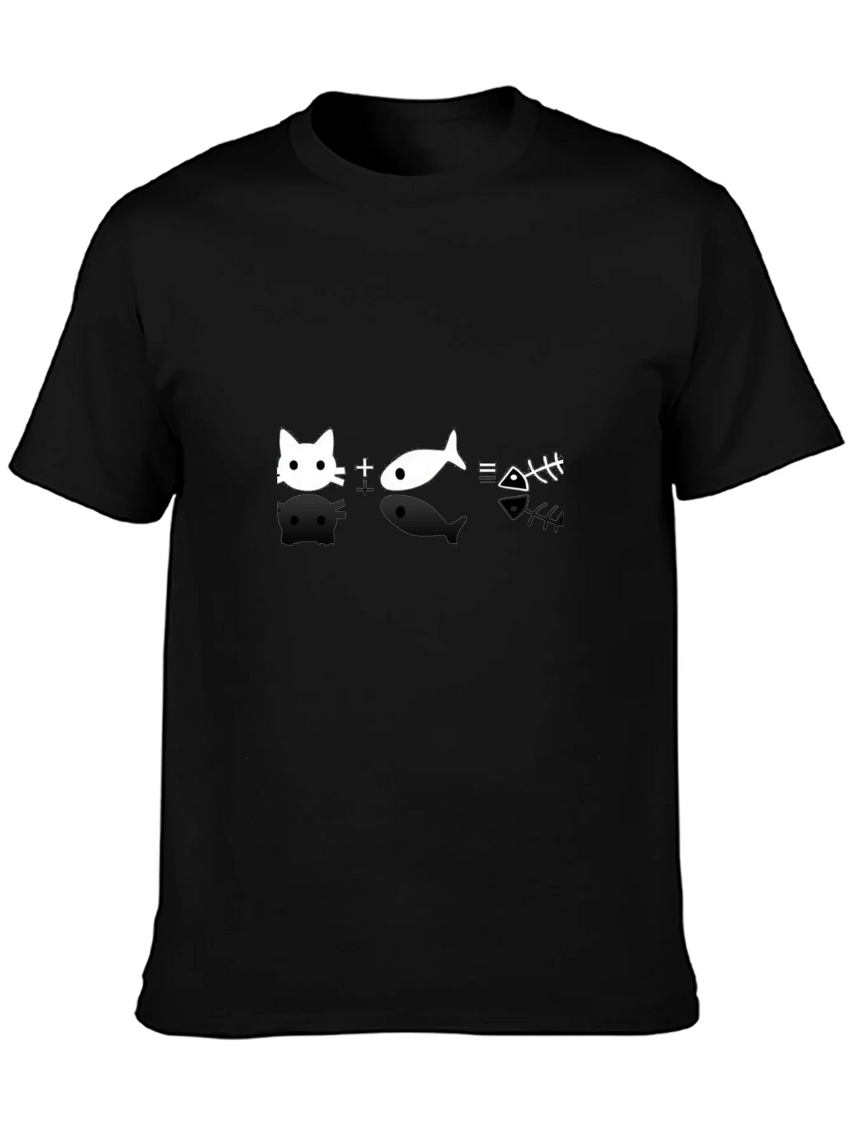 Cat + Fish = Bones Black T-Shirt product image 3
