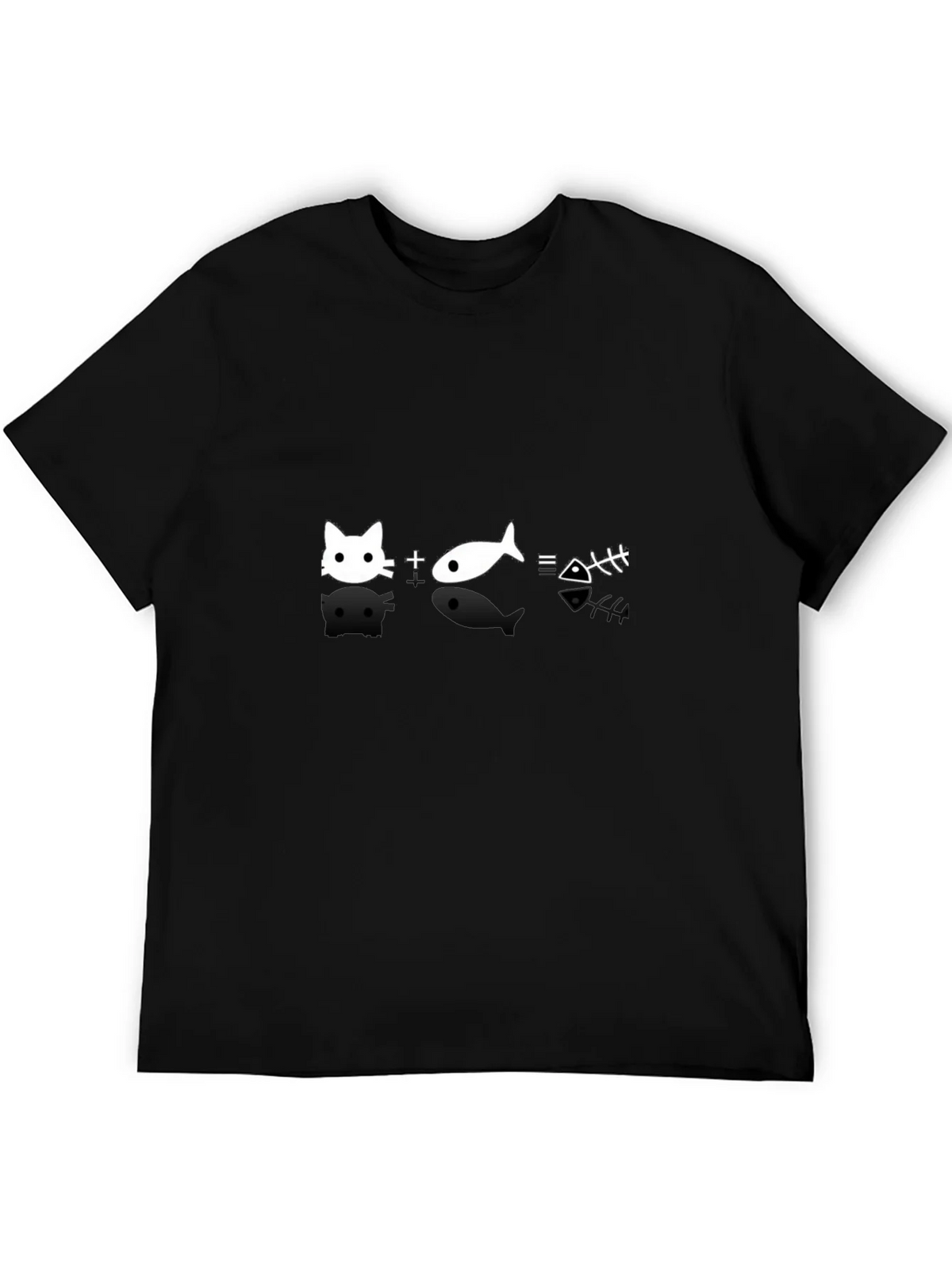 Cat + Fish = Bones Black T-Shirt product image 5