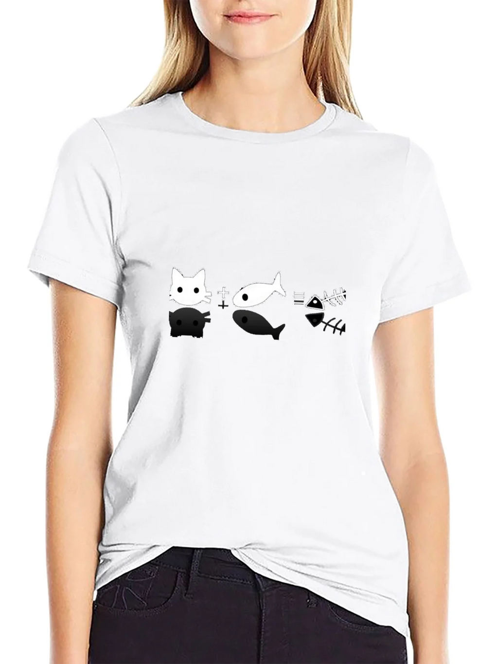 Cat + Fish = Bones Black T-Shirt product image 8