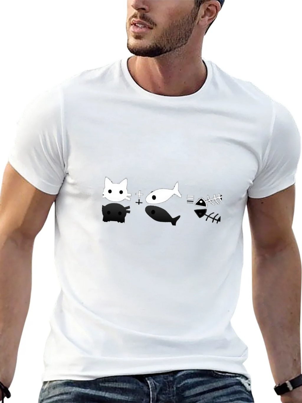 Cat + Fish = Bones Black T-Shirt product image 12
