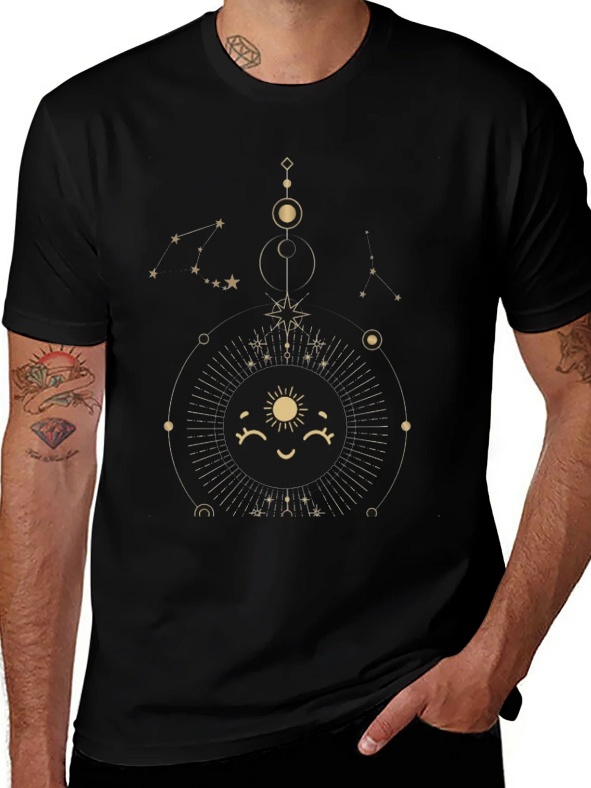 Celestial Sun Graphic Tee - Stylish Black Cotton T-Shirt product image 1