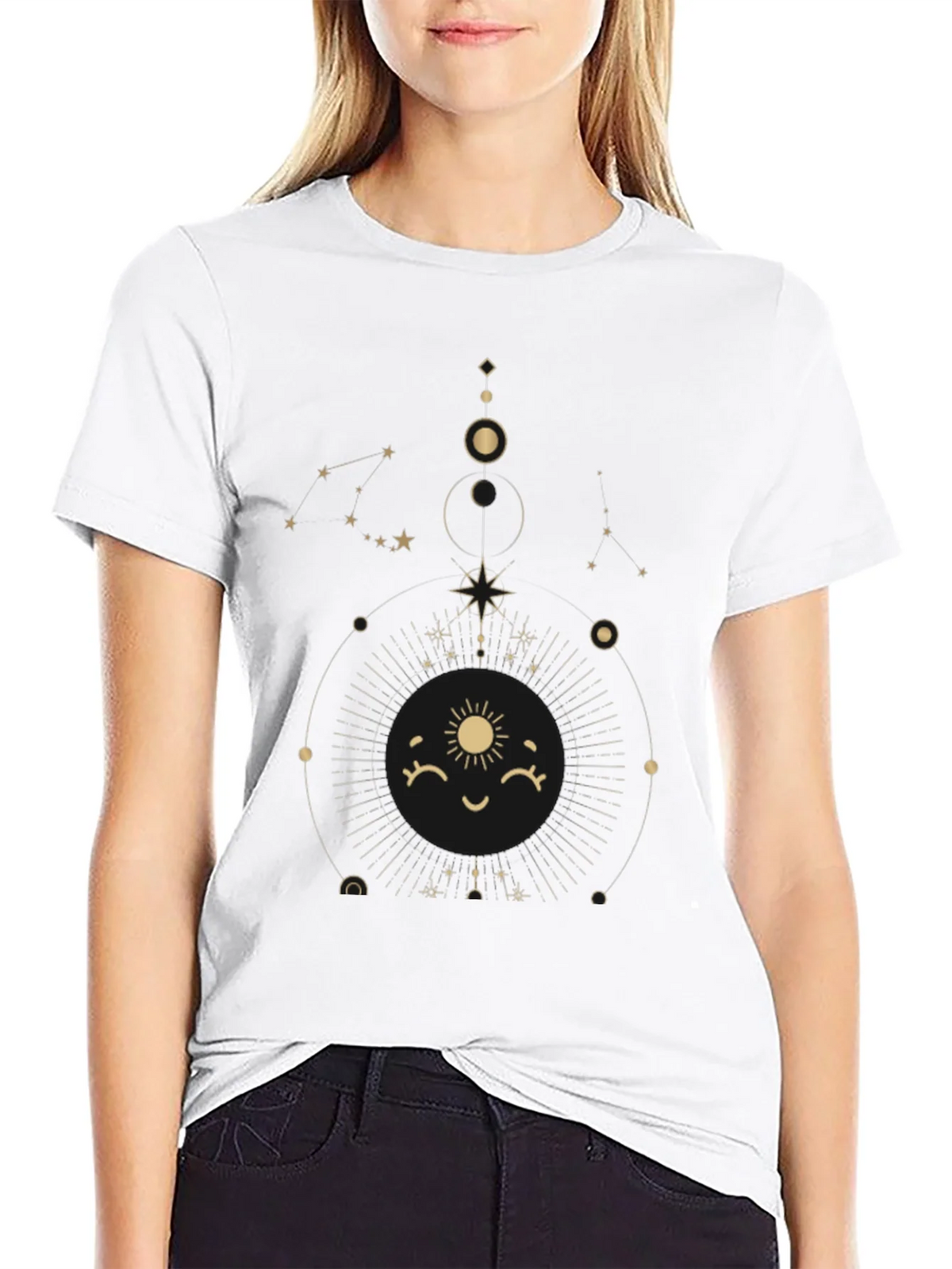 Celestial Sun Graphic Tee - Stylish Black Cotton T-Shirt product image 8
