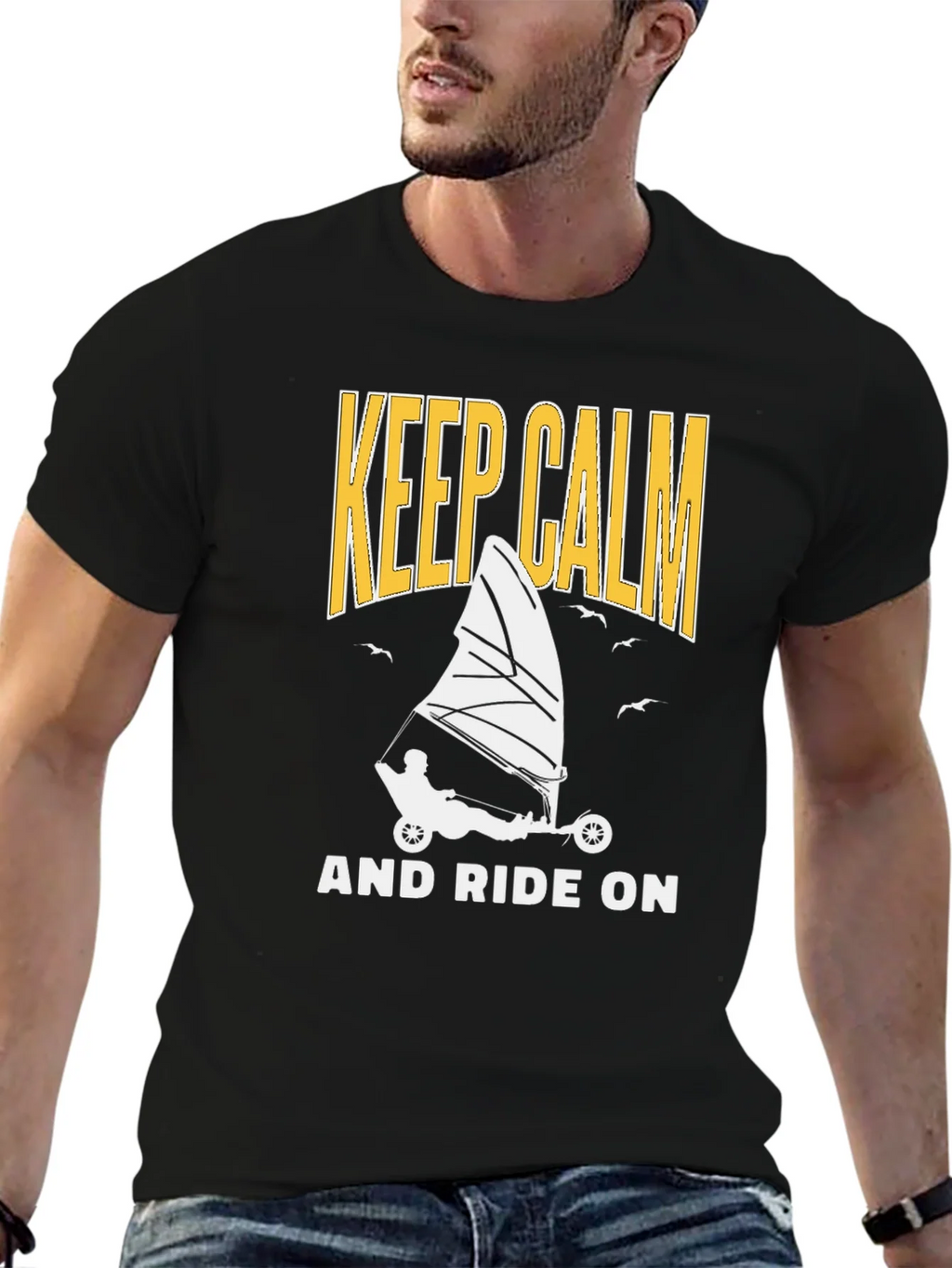 Keep Calm And Ride On Black T-Shirt product image 2