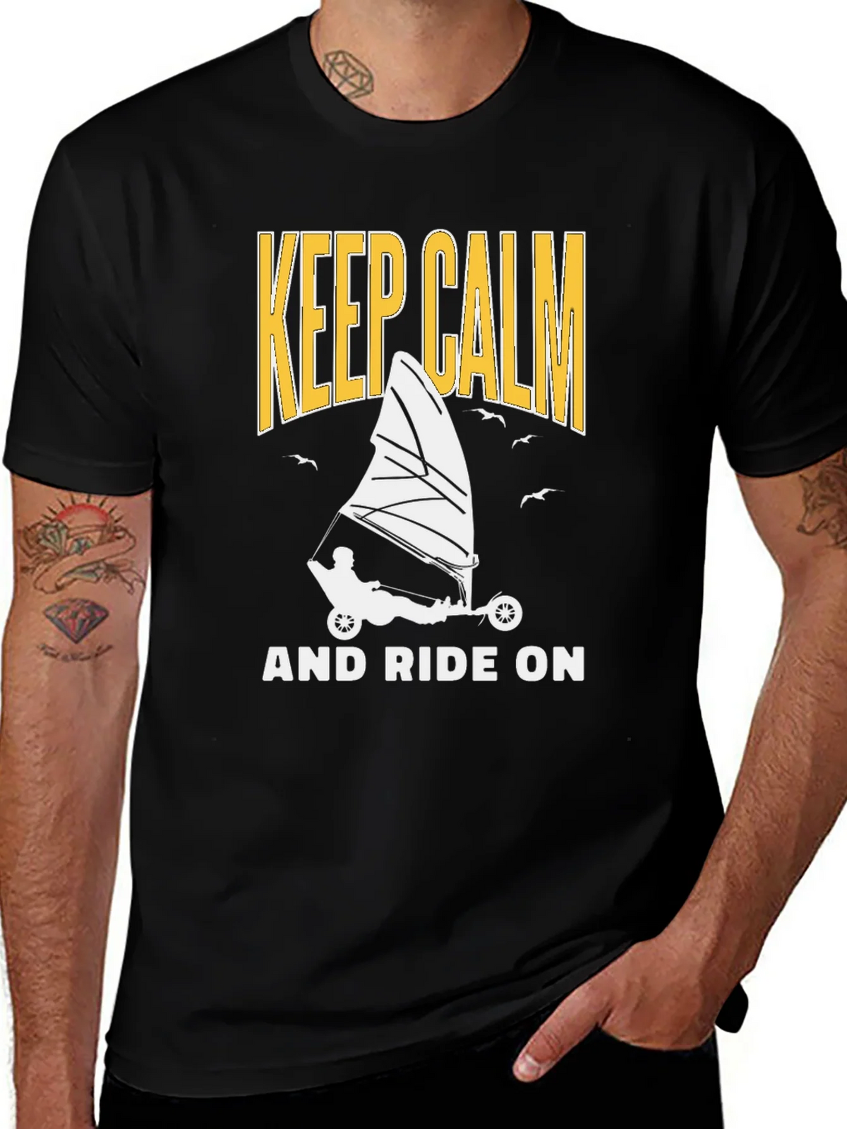 Keep Calm And Ride On Black T-Shirt product image 1