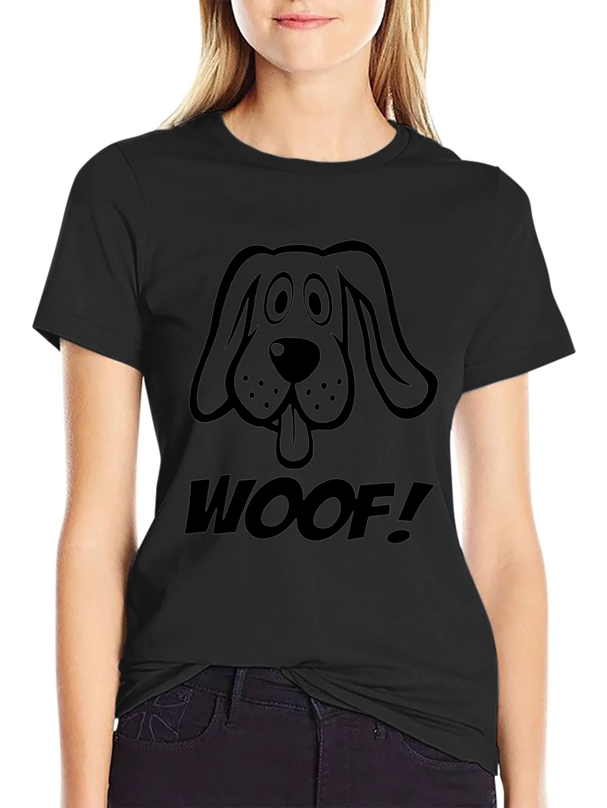 Woof! Graphic Dog T-Shirt - Casual Black Tee product image 2