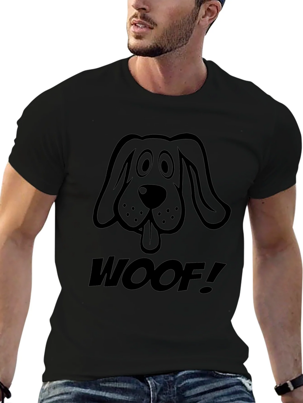 Woof! Graphic Dog T-Shirt - Casual Black Tee product image 6