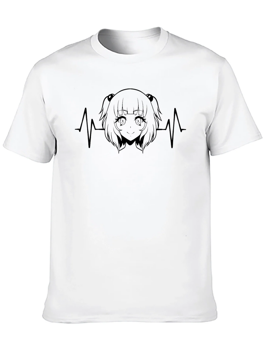 Anime Girl Heartbeat Black T-Shirt product image 9