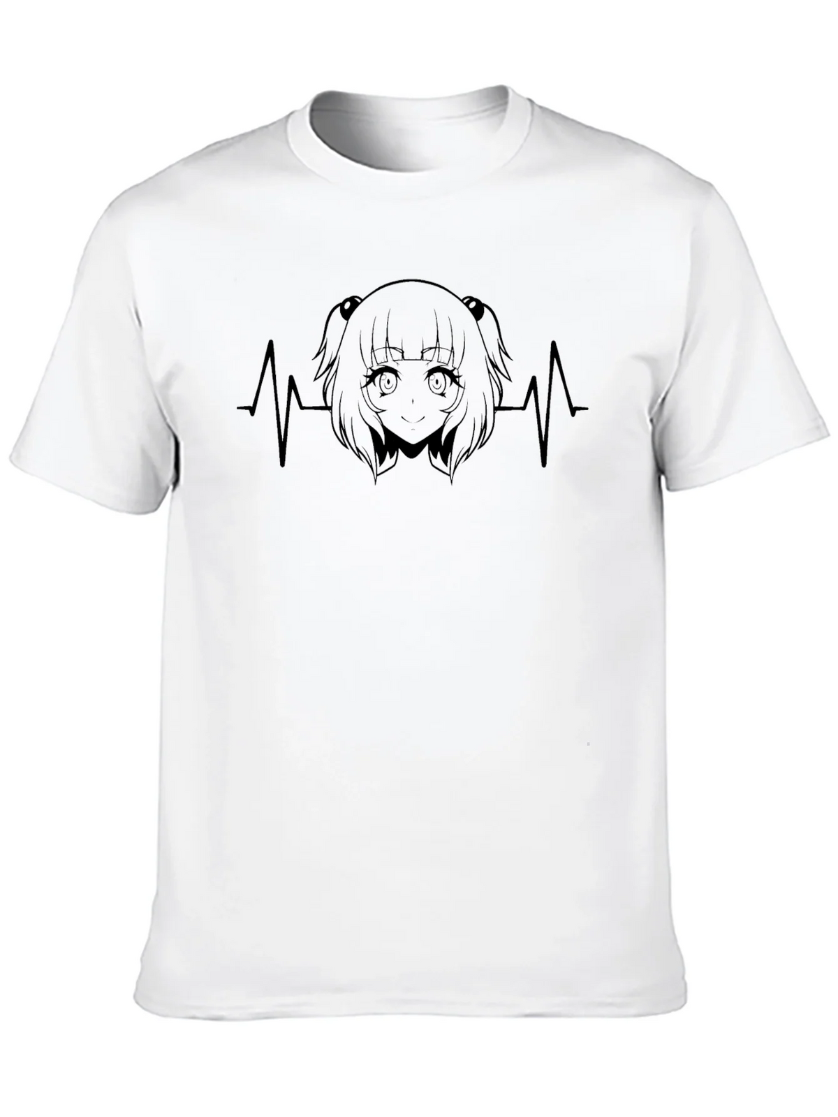 Anime Girl Heartbeat Black T-Shirt product image 9