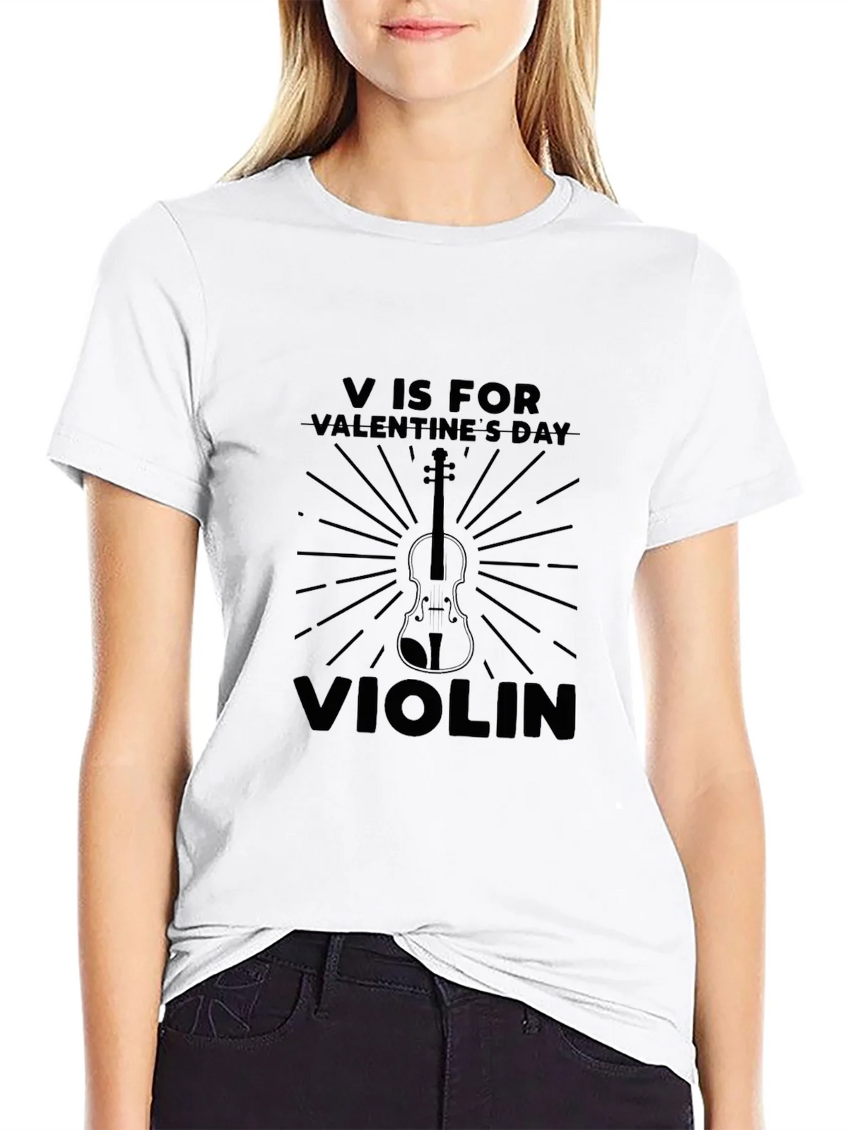 V is for Valentines Day Violin T-Shirt product image 8