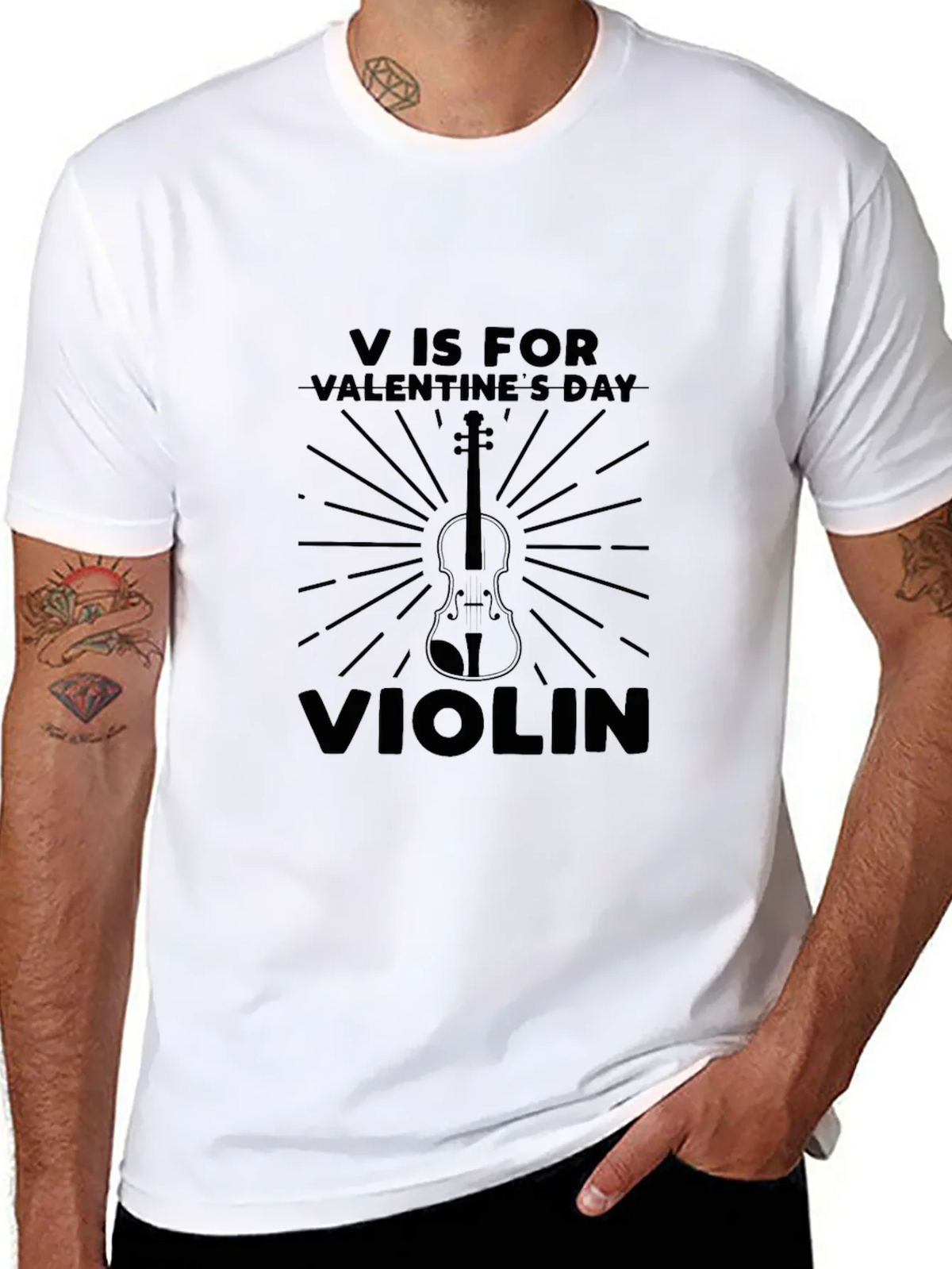 V is for Valentines Day Violin T-Shirt product image 7