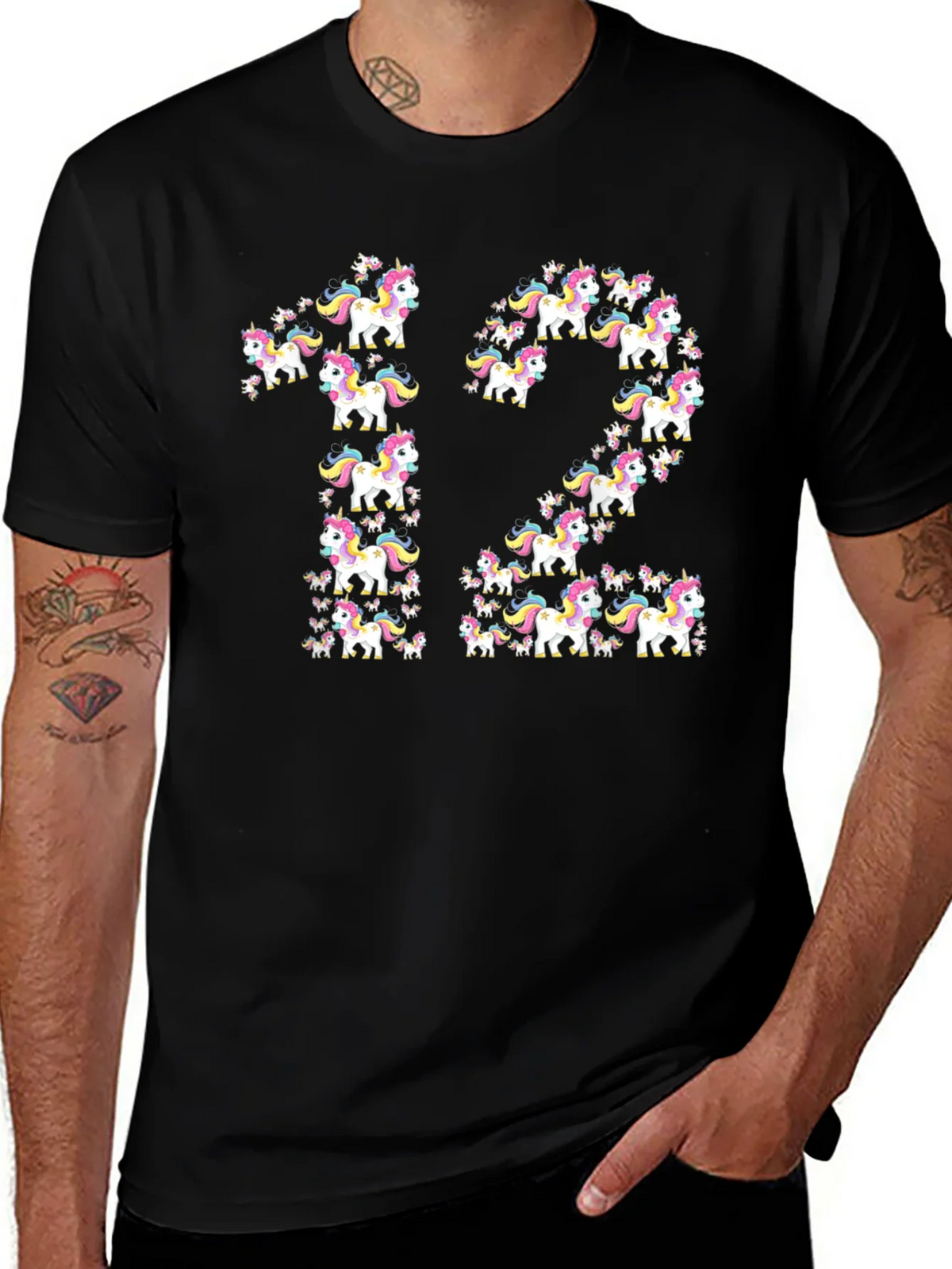 Unicorn 12th Birthday T-Shirt - Black product image 1