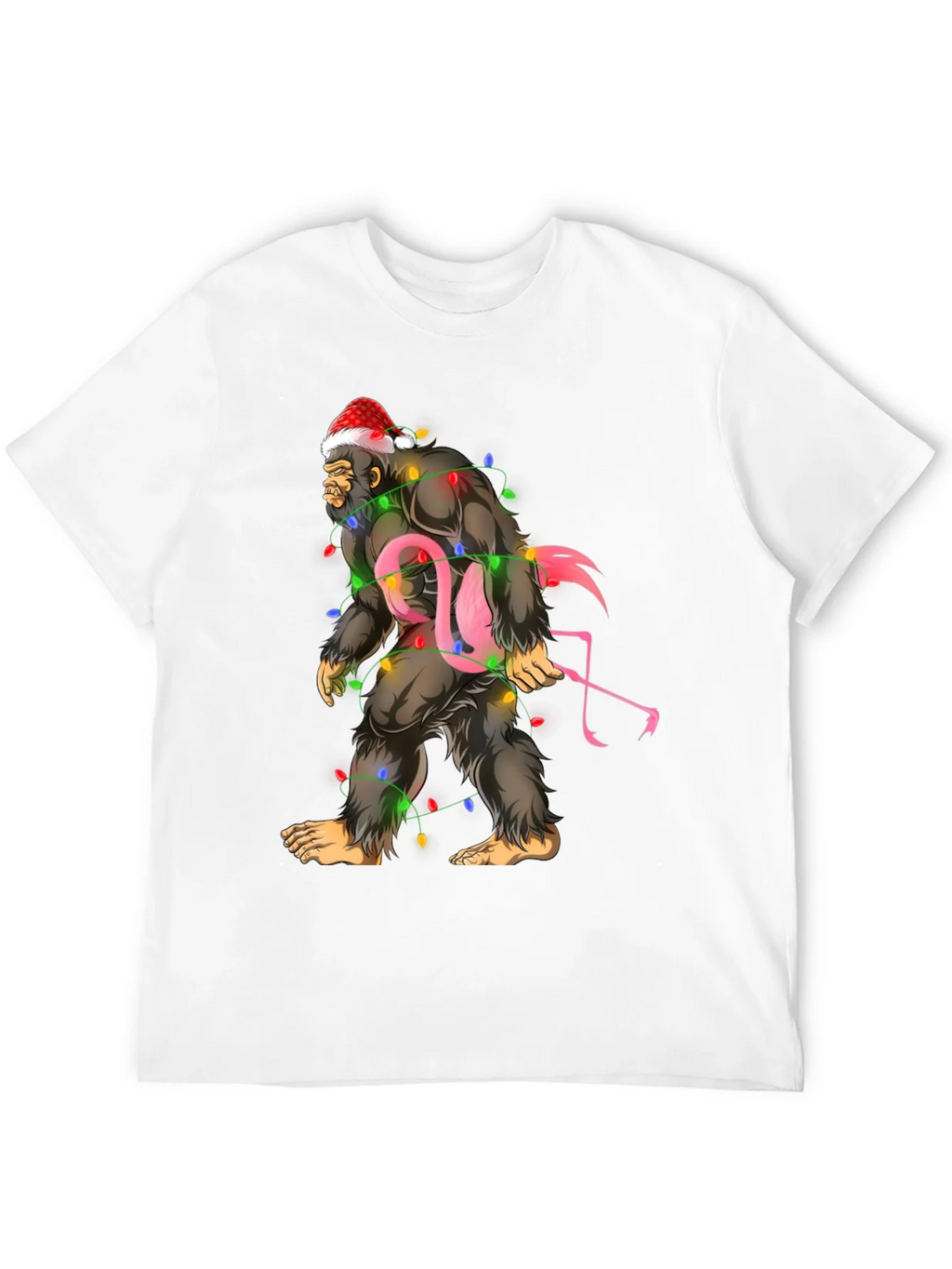 Sasquatch Flamingo Christmas Lights Graphic Tee product image 11