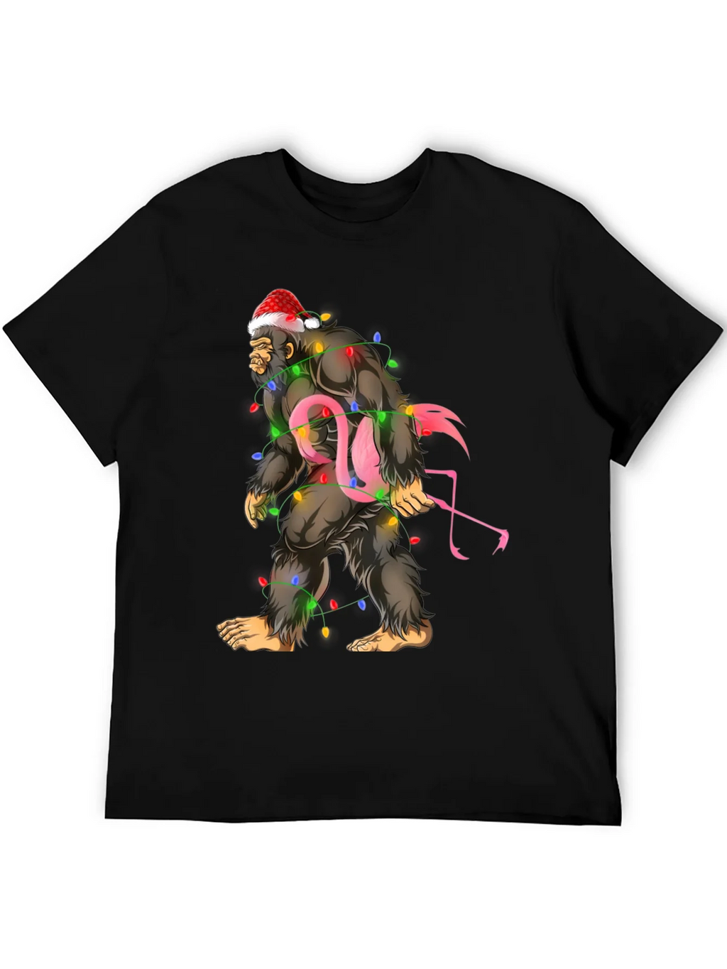 Sasquatch Flamingo Christmas Lights Graphic Tee product image 5
