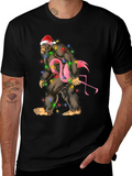 Sasquatch Flamingo Christmas Lights Graphic Tee product image 1