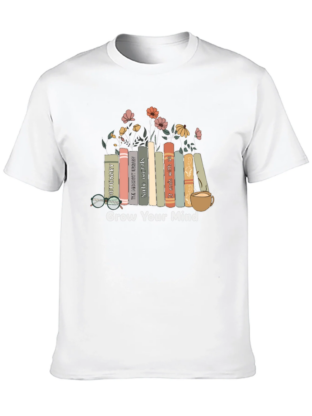 Grow Your Mind Books & Flowers Graphic Tee product image 7